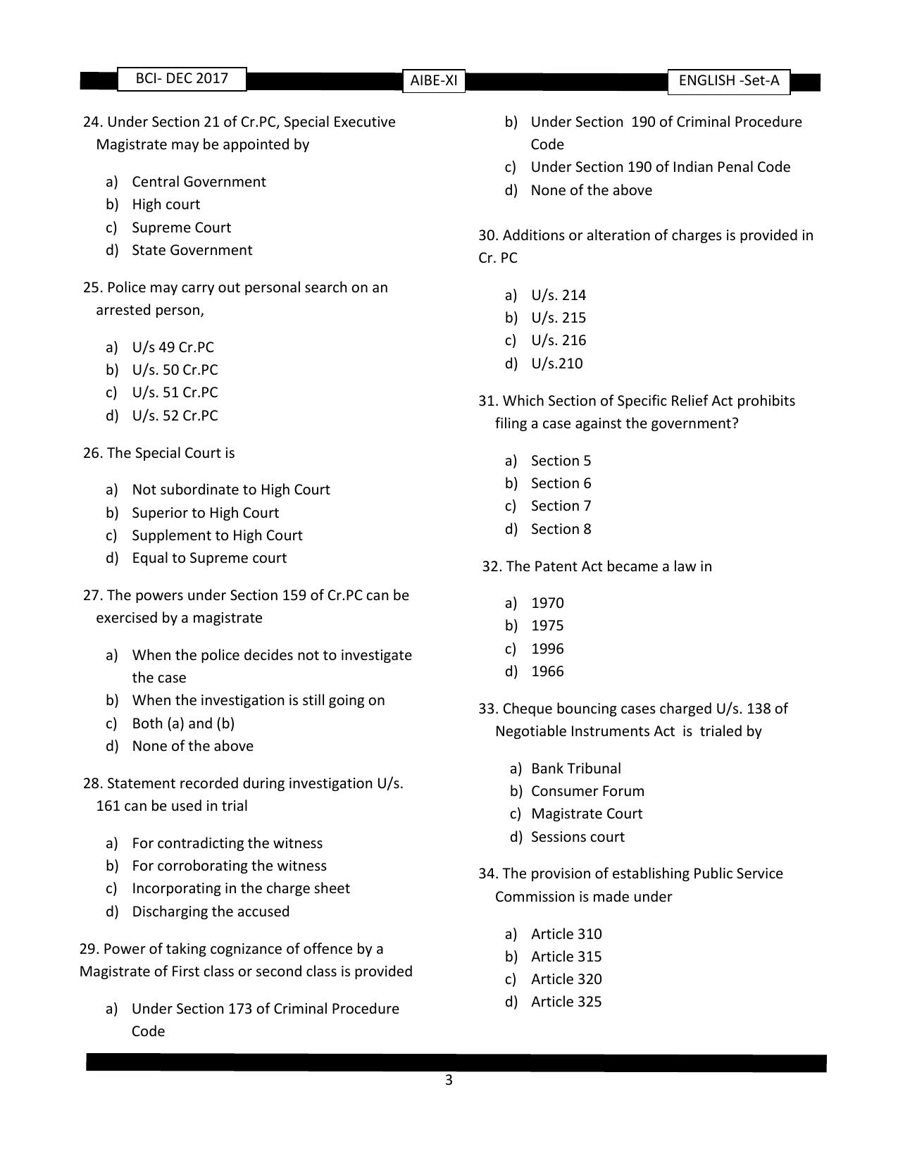 AIBE 11 Question Paper IndCareer Docs