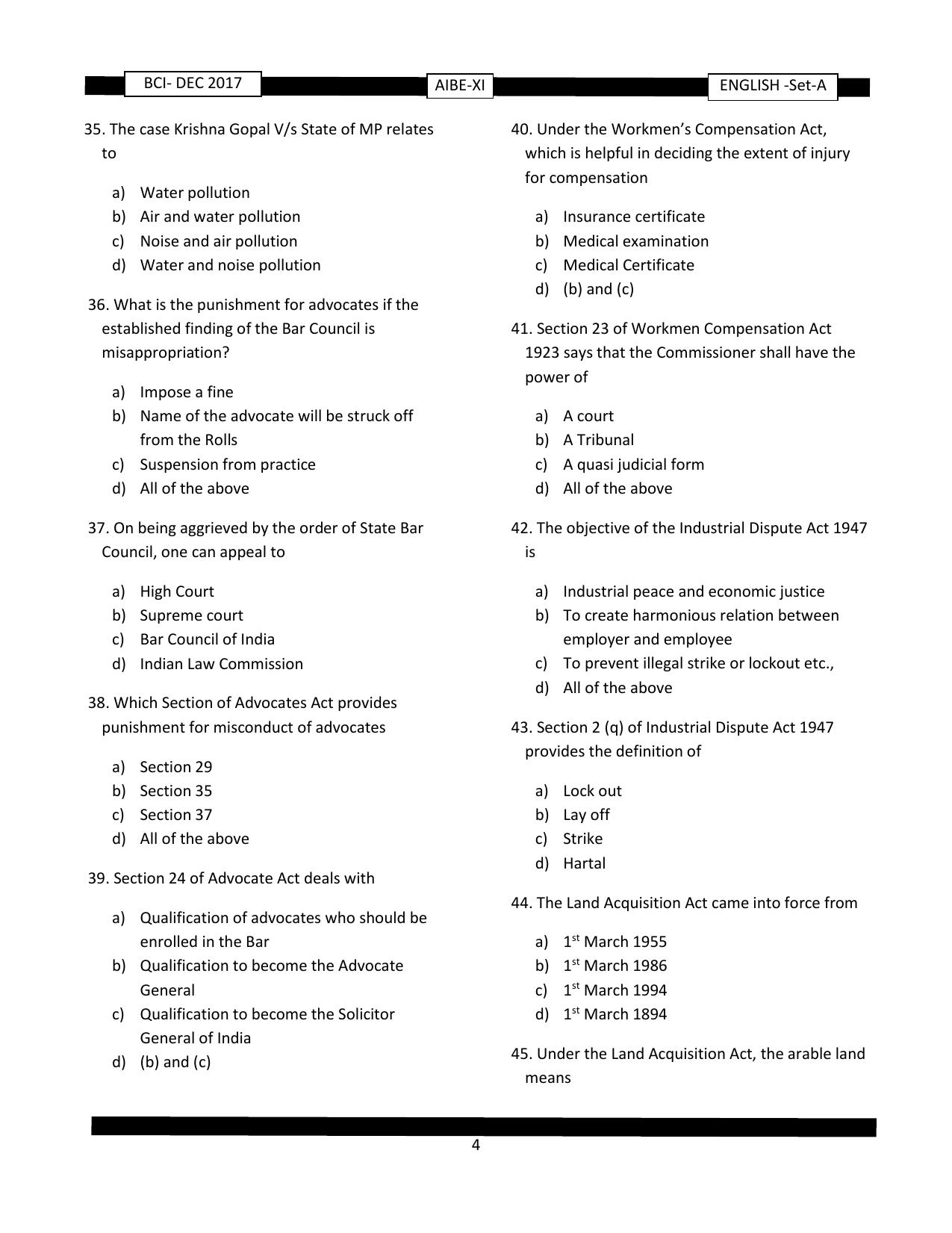 AIBE 11 Question Paper IndCareer Docs