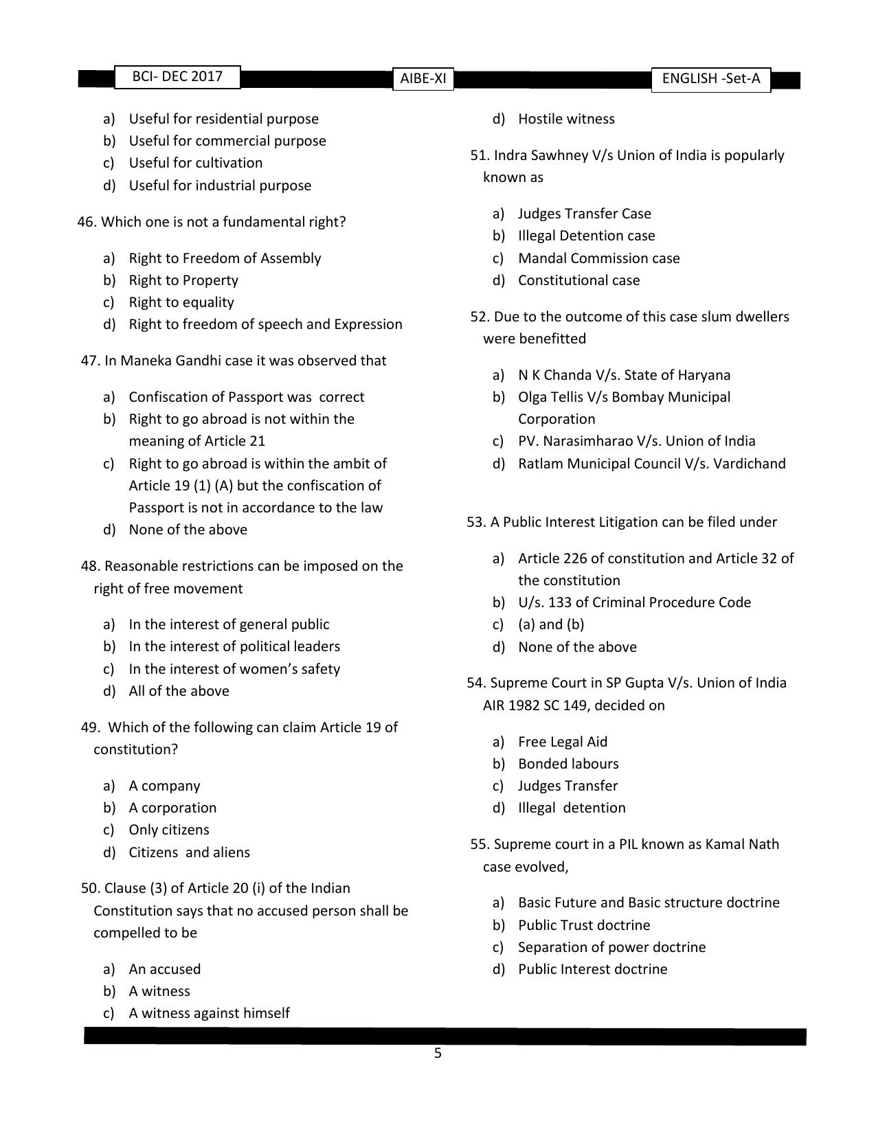 AIBE 11 Question Paper - Page 5