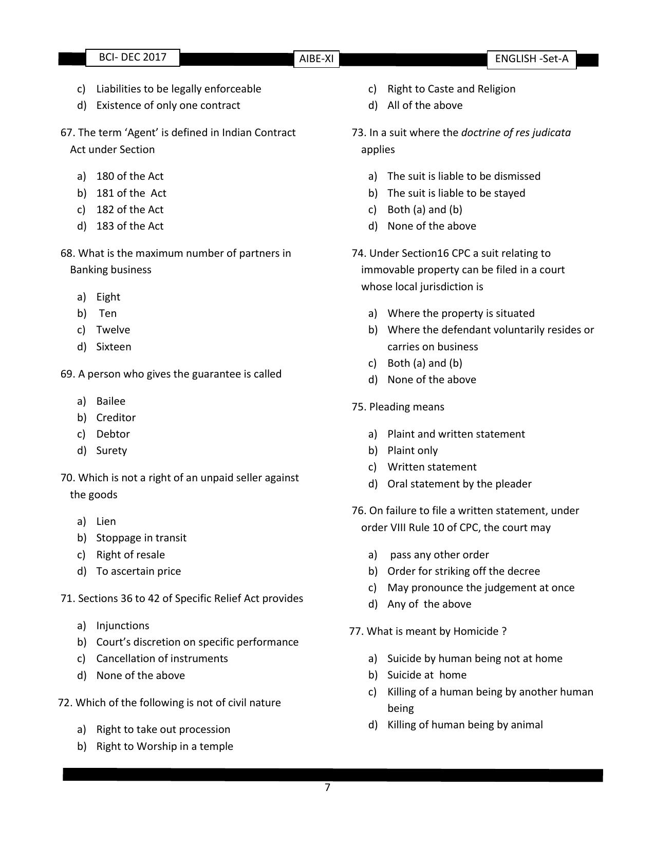 AIBE 11 Question Paper - Page 7