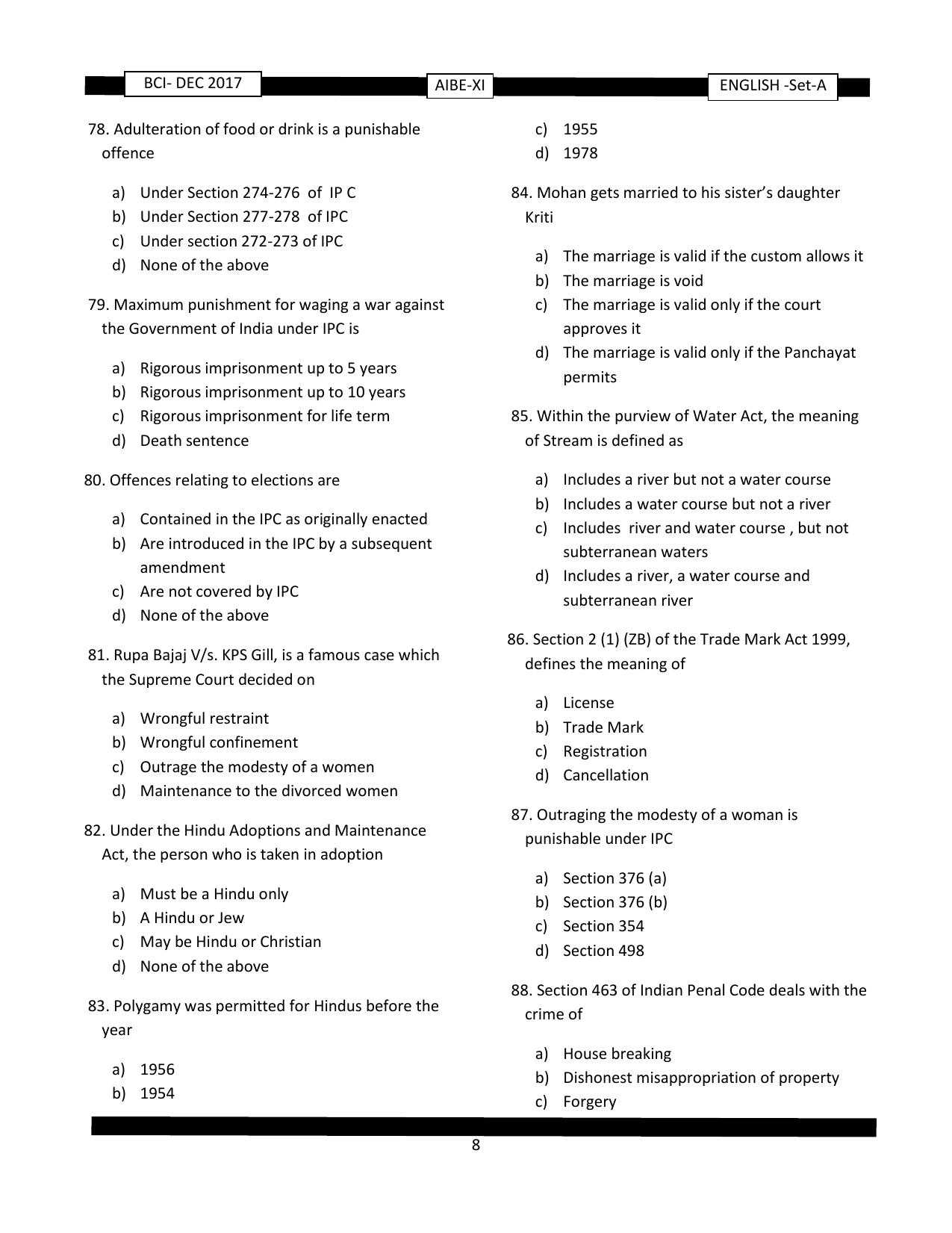 AIBE 11 Question Paper - Page 8