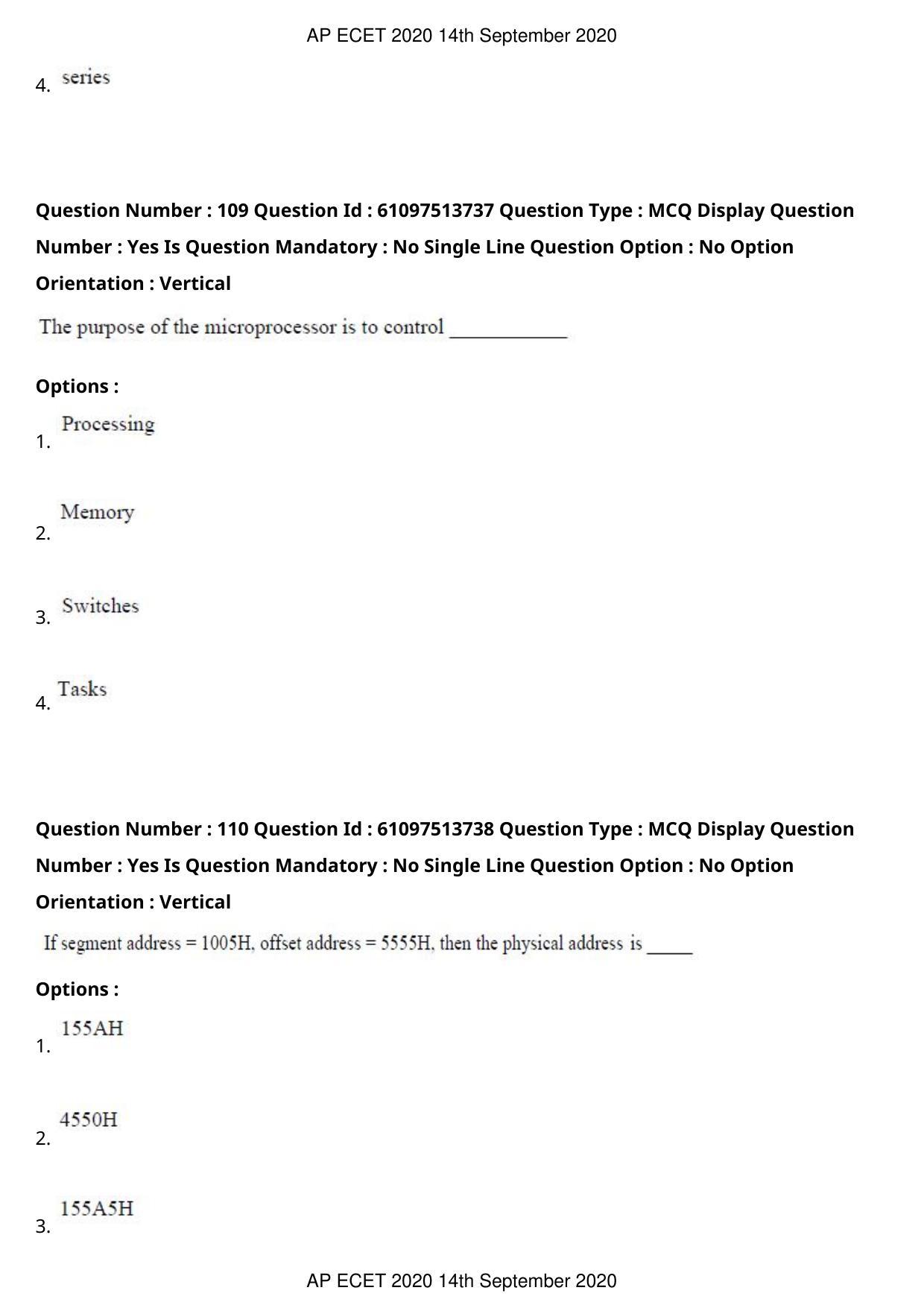 AP ECET 2020 - Computer Science and Engineering (Preview) Question Paper With Preliminary Keys - Page 60