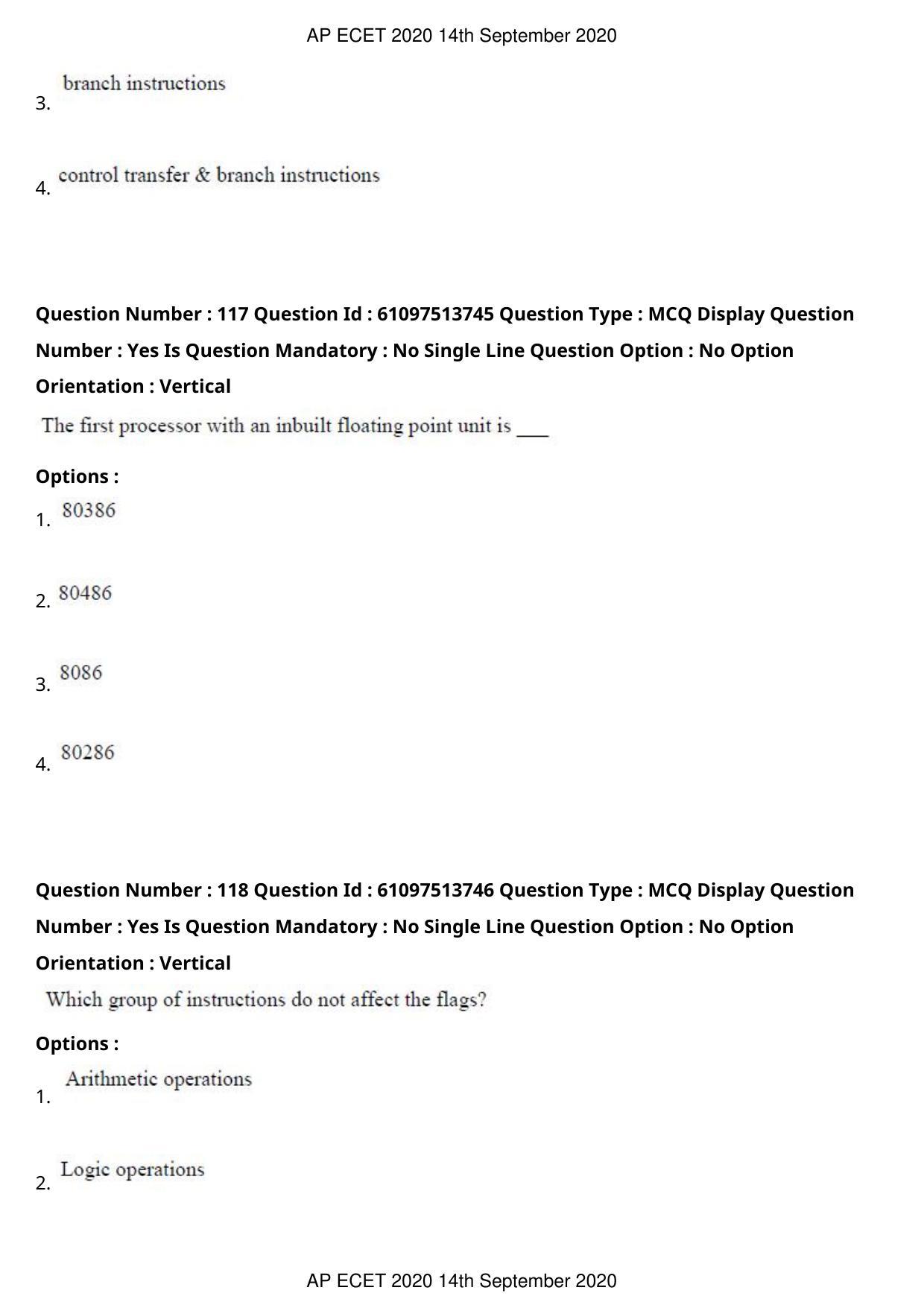 AP ECET 2020 - Computer Science and Engineering (Preview) Question Paper With Preliminary Keys - Page 64