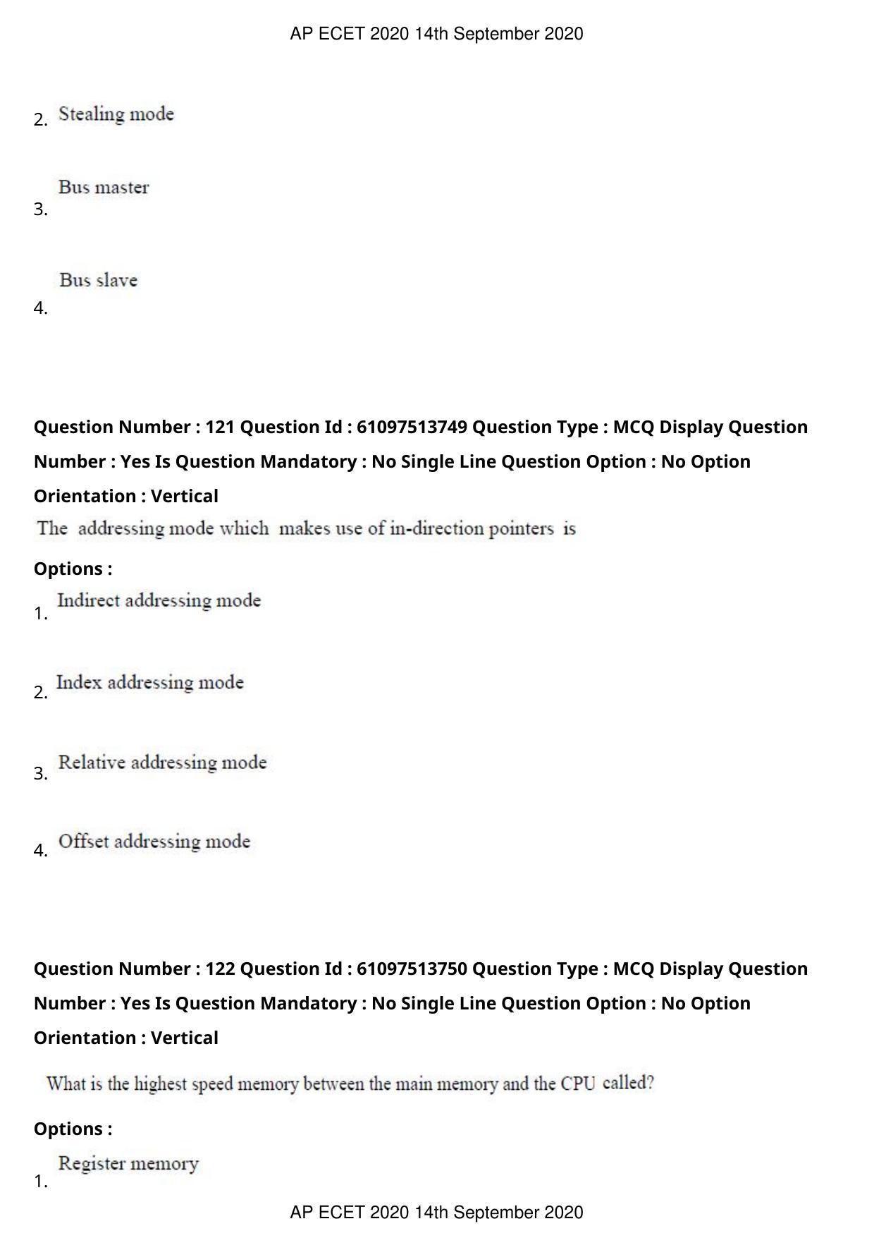 AP ECET 2020 - Computer Science and Engineering (Preview) Question Paper With Preliminary Keys - Page 66