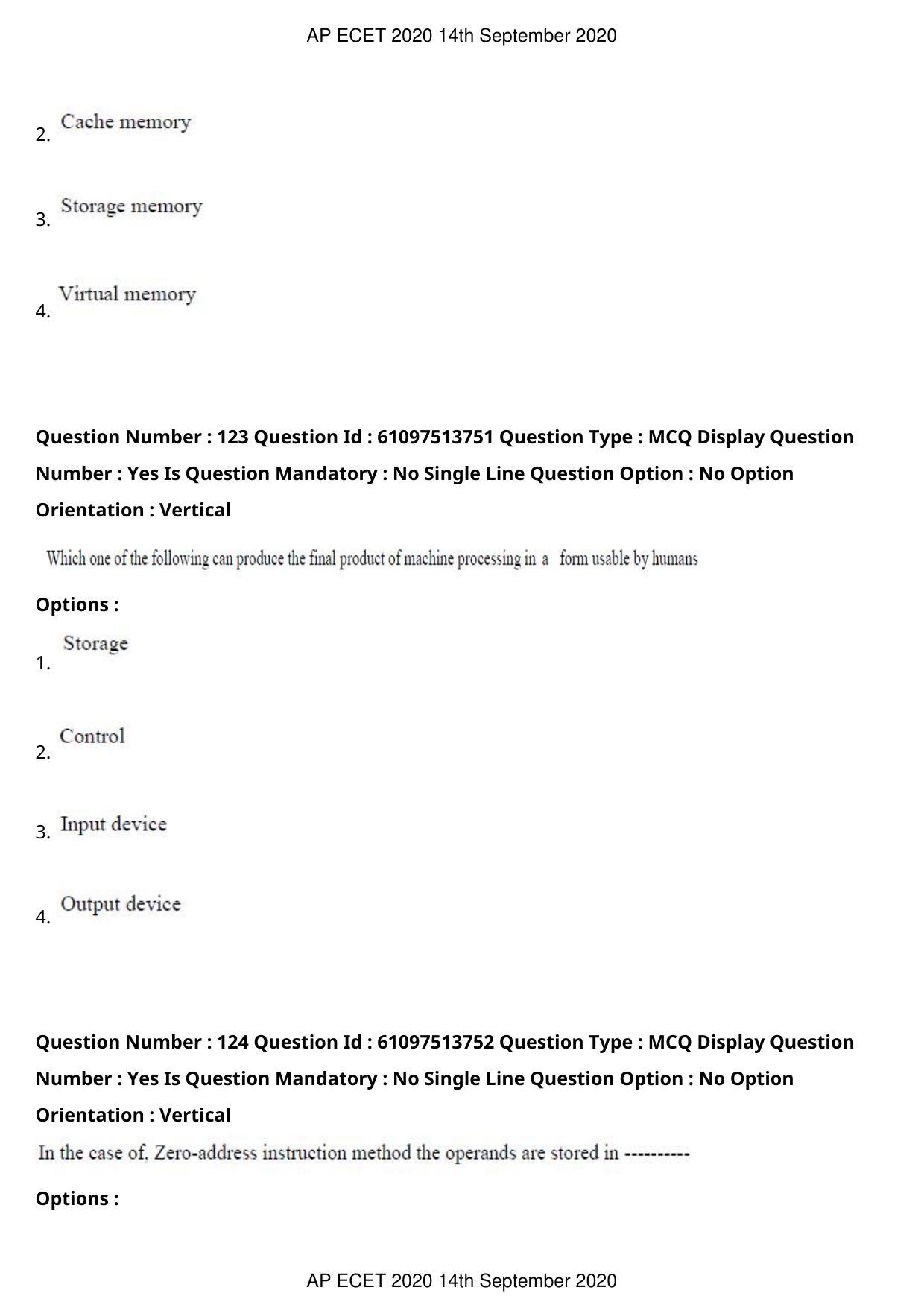 AP ECET 2020 - Computer Science and Engineering (Preview) Question Paper With Preliminary Keys - Page 67