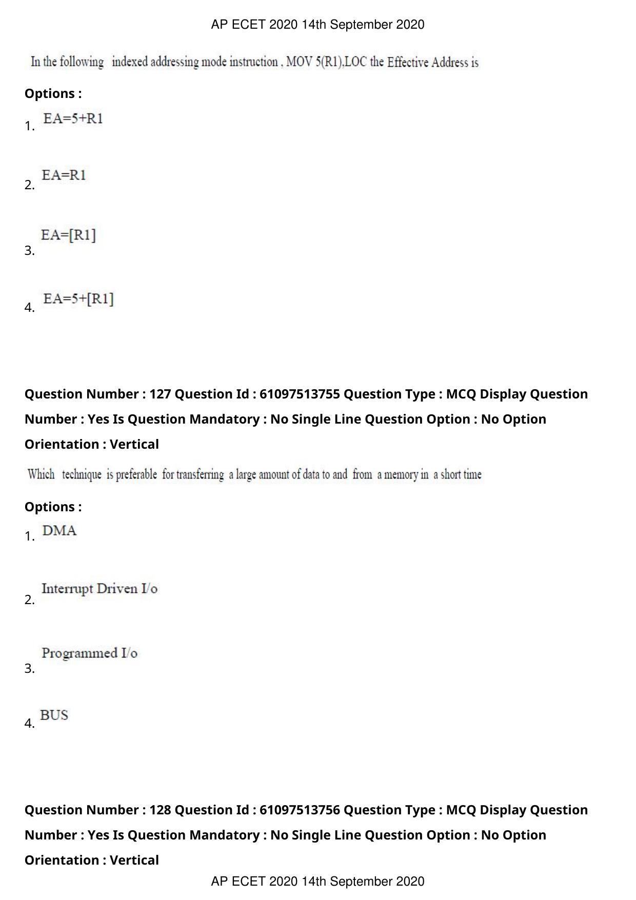 AP ECET 2020 - Computer Science and Engineering (Preview) Question Paper With Preliminary Keys - Page 69