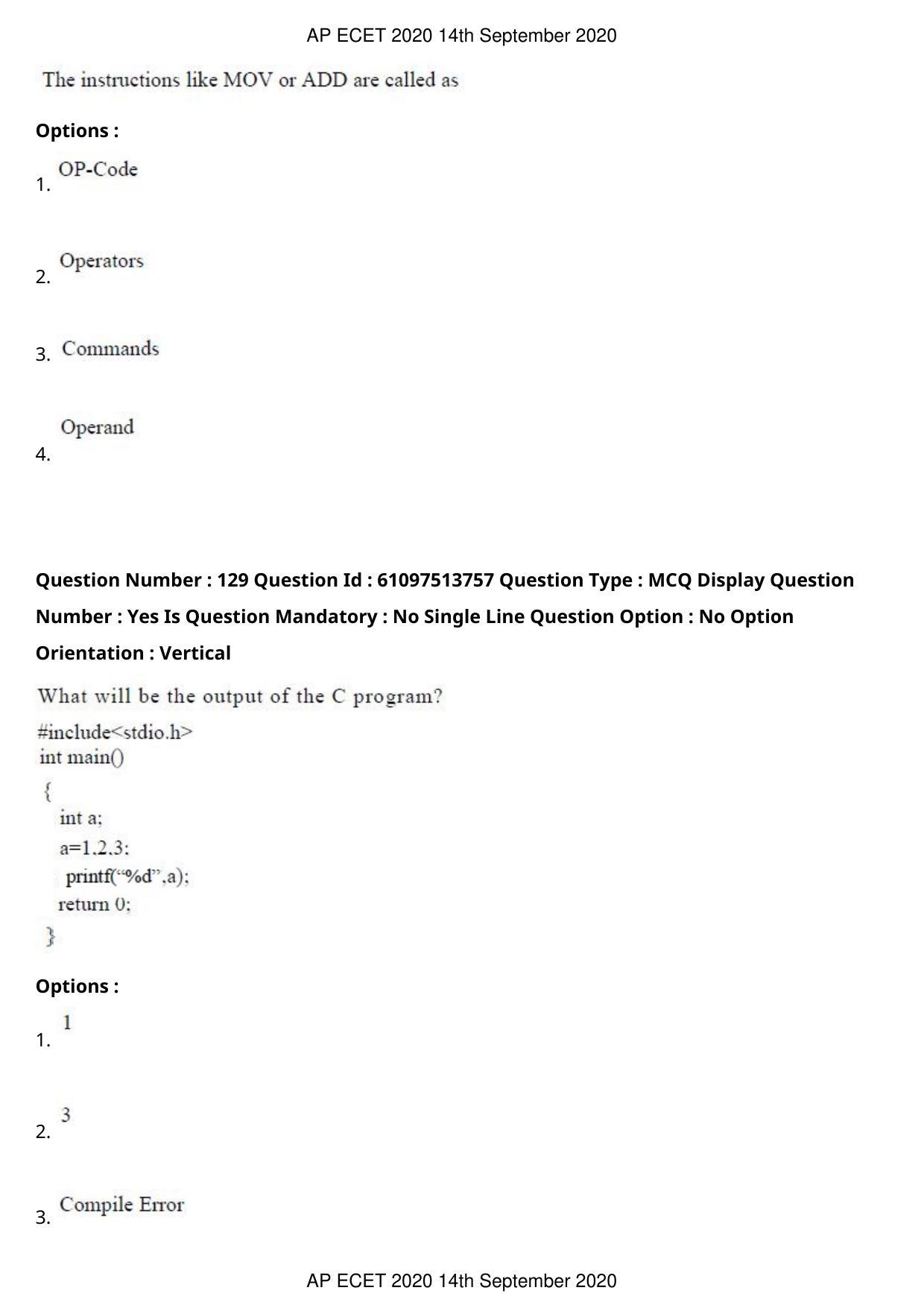 AP ECET 2020 - Computer Science and Engineering (Preview) Question Paper With Preliminary Keys - Page 70
