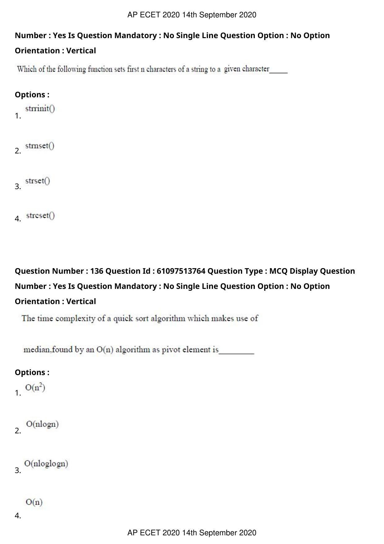 AP ECET 2020 - Computer Science and Engineering (Preview) Question Paper With Preliminary Keys - Page 74