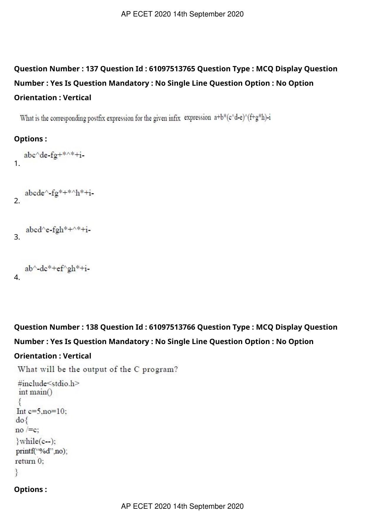 AP ECET 2020 - Computer Science and Engineering (Preview) Question Paper With Preliminary Keys - Page 75