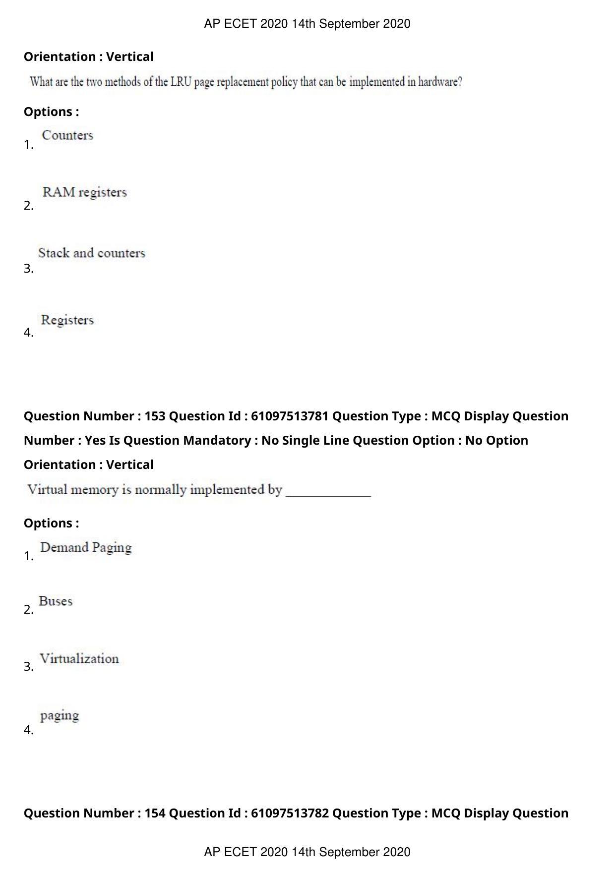 AP ECET 2020 - Computer Science and Engineering (Preview) Question Paper With Preliminary Keys - Page 83