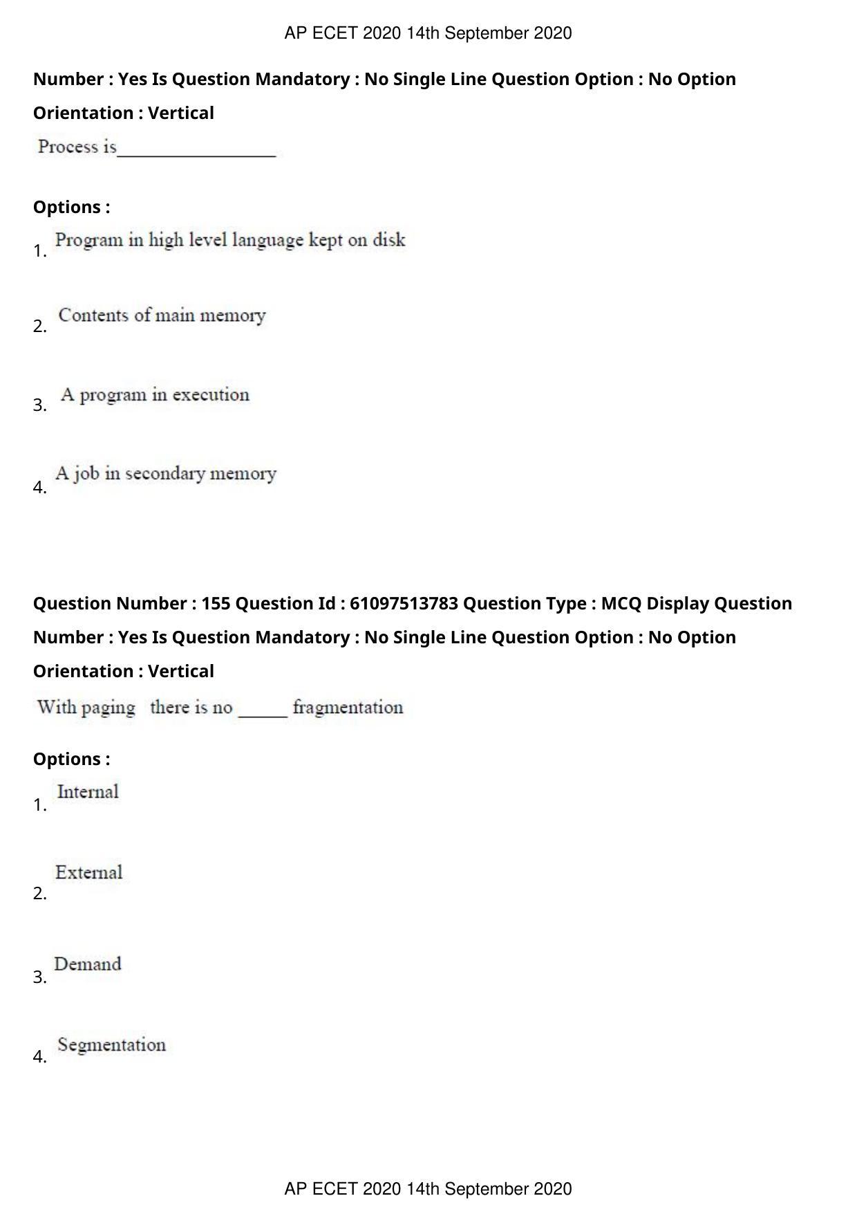 AP ECET 2020 - Computer Science and Engineering (Preview) Question Paper With Preliminary Keys - Page 84