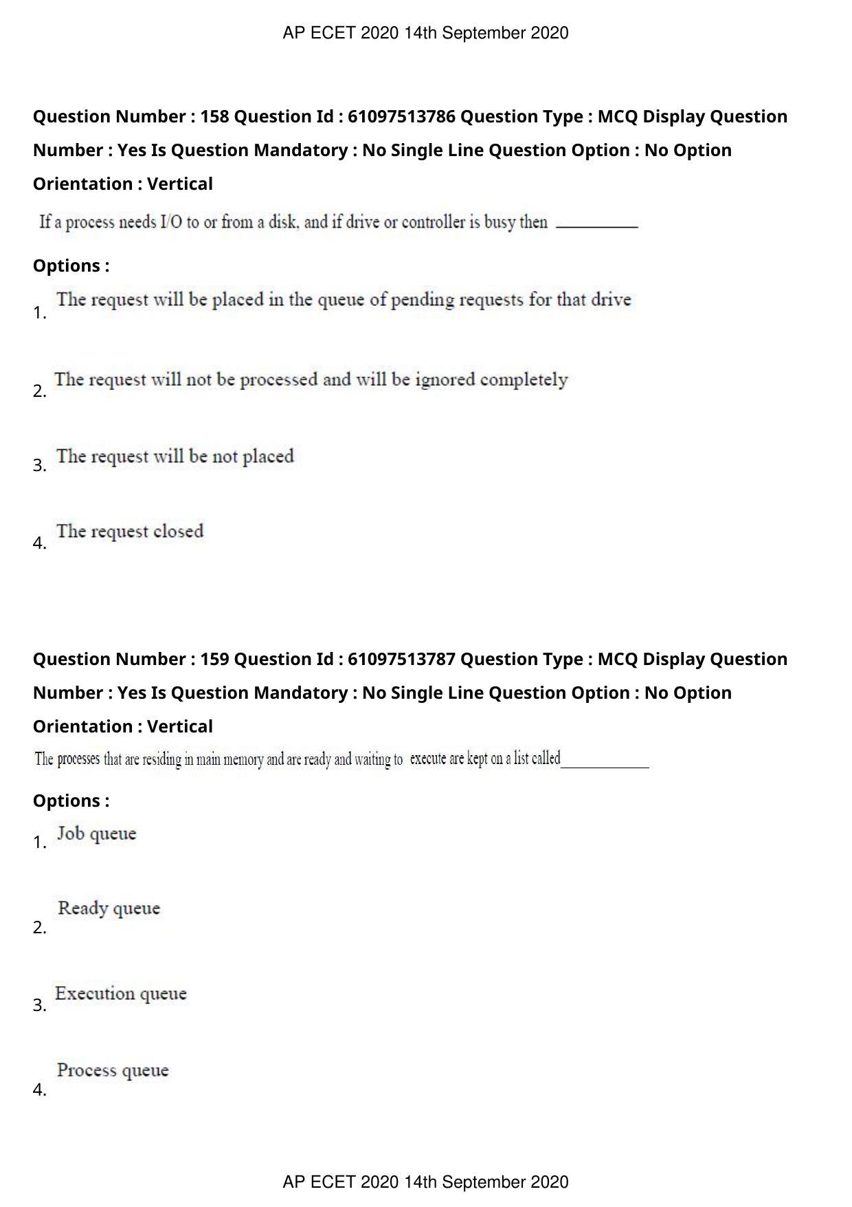 AP ECET 2020 - Computer Science and Engineering (Preview) Question Paper With Preliminary Keys - Page 86
