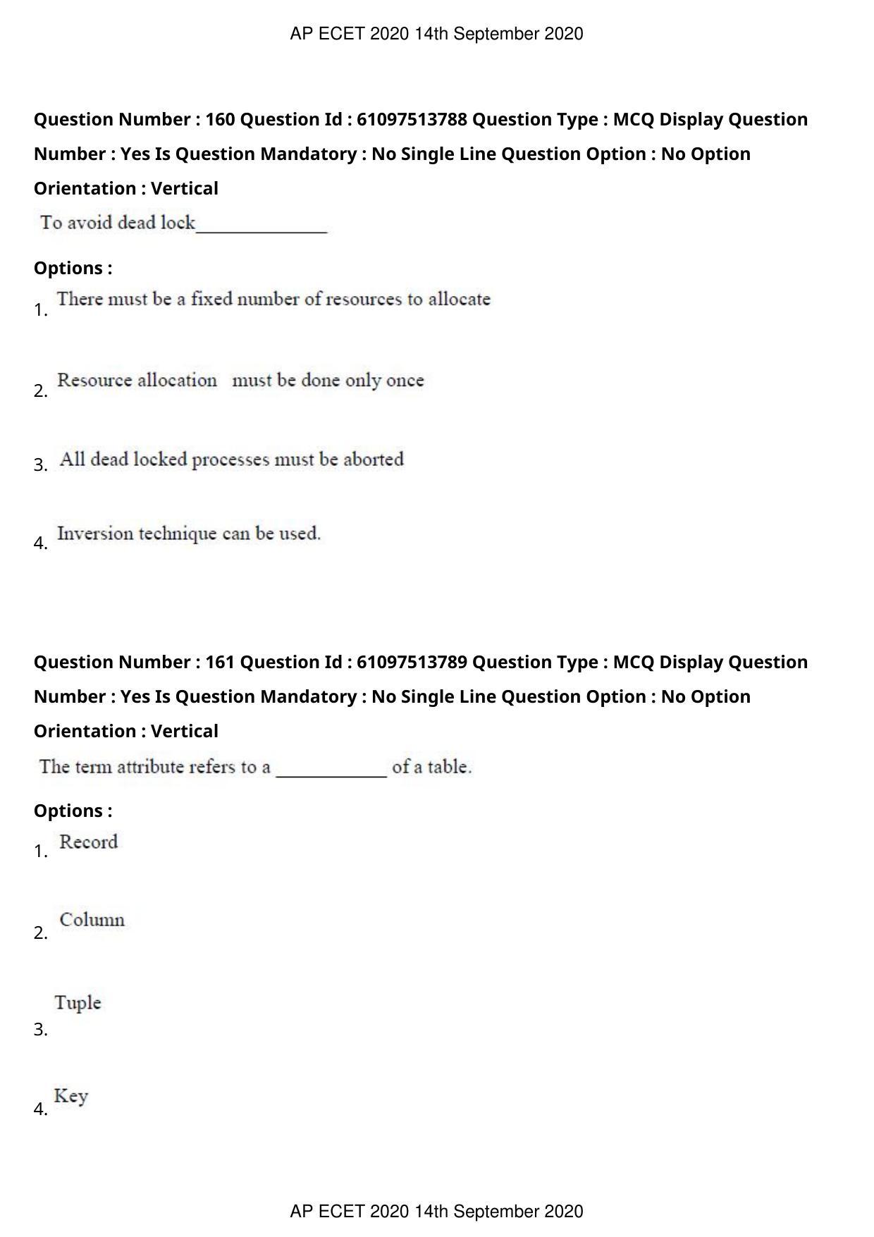 AP ECET 2020 - Computer Science and Engineering (Preview) Question Paper With Preliminary Keys - Page 87