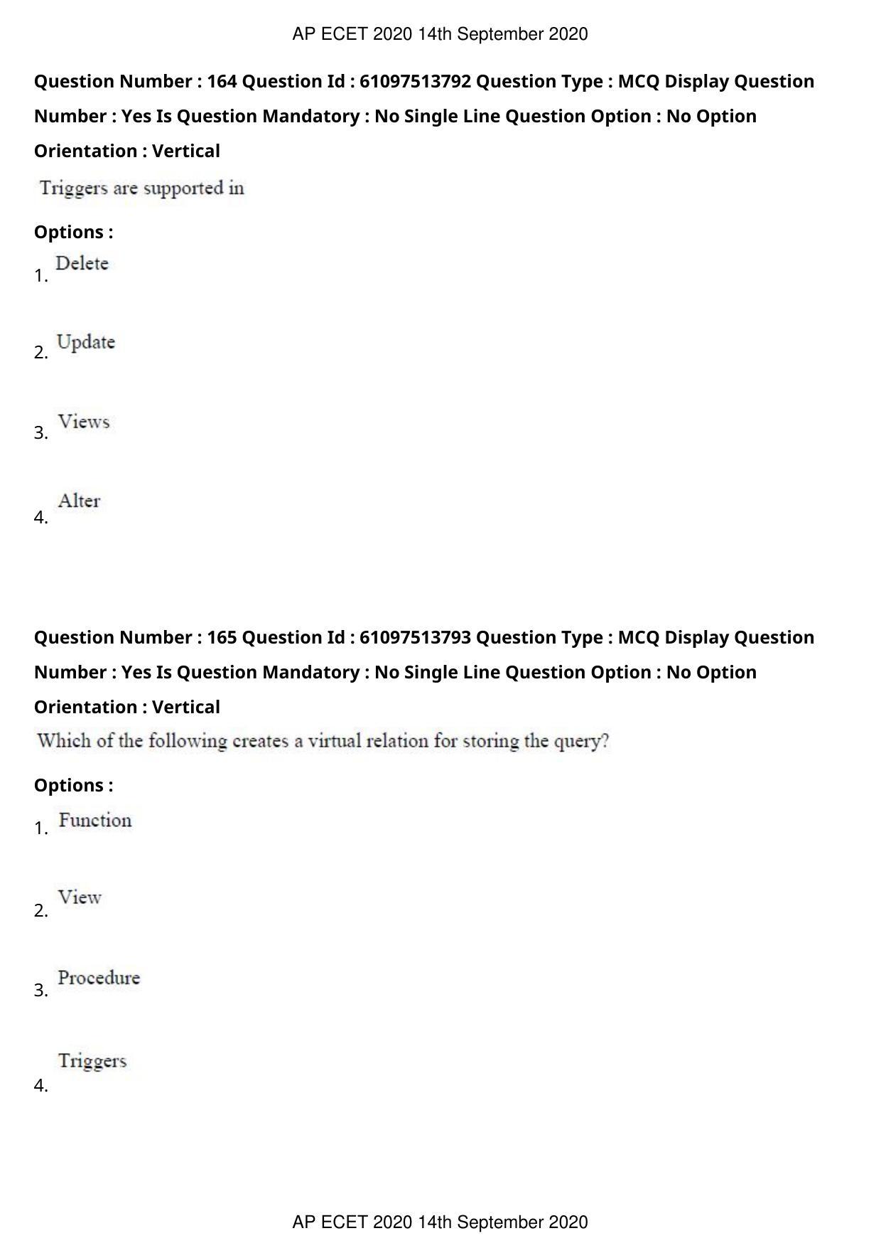 AP ECET 2020 - Computer Science and Engineering (Preview) Question Paper With Preliminary Keys - Page 89