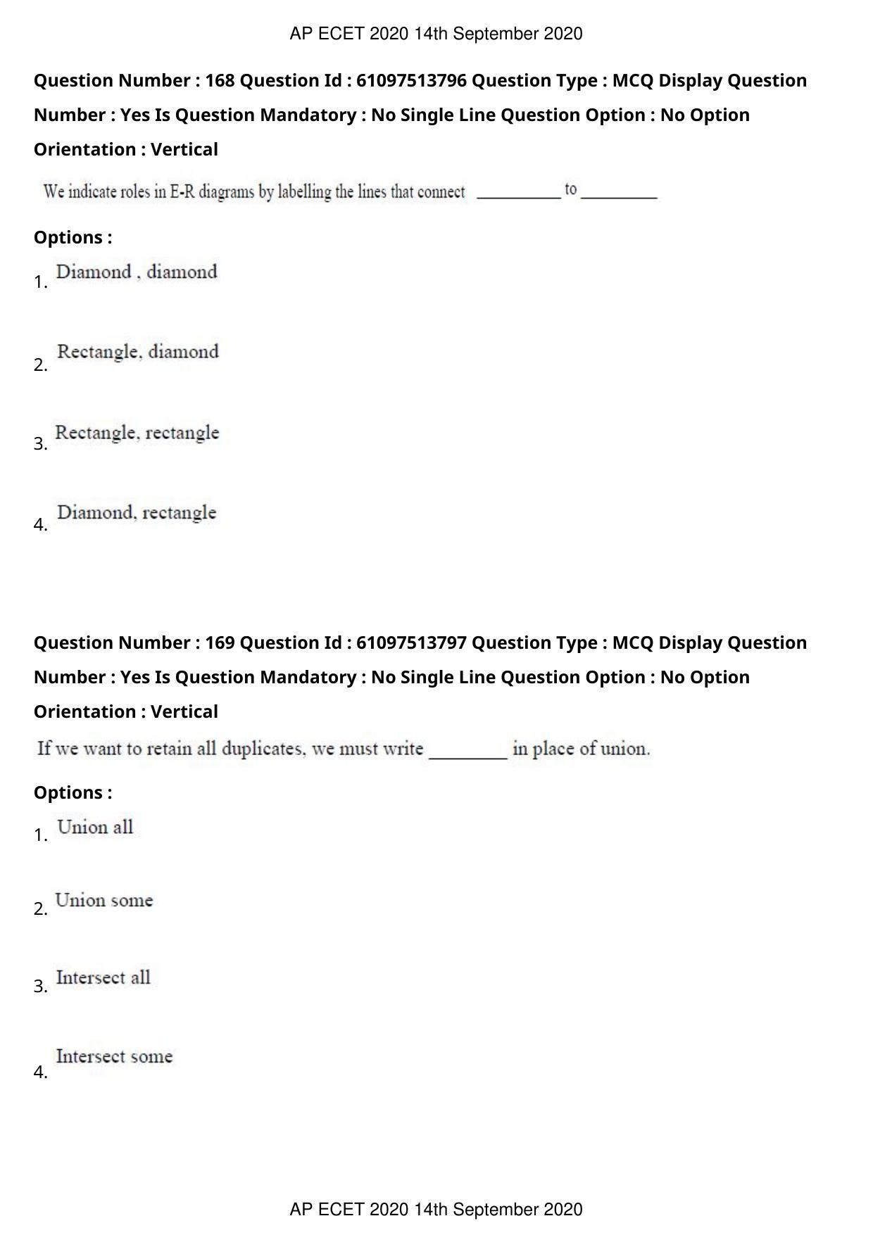 AP ECET 2020 - Computer Science and Engineering (Preview) Question Paper With Preliminary Keys - Page 91
