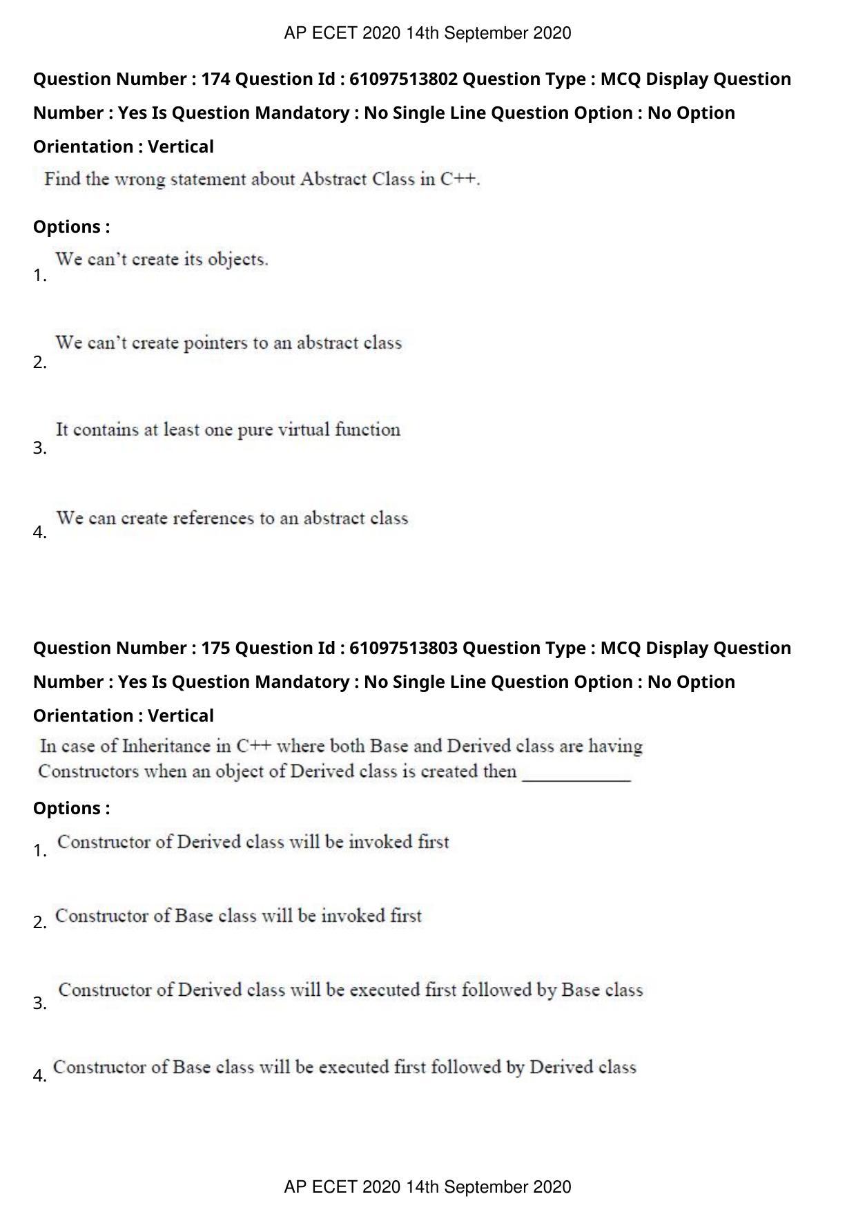 AP ECET 2020 - Computer Science and Engineering (Preview) Question Paper With Preliminary Keys - Page 94
