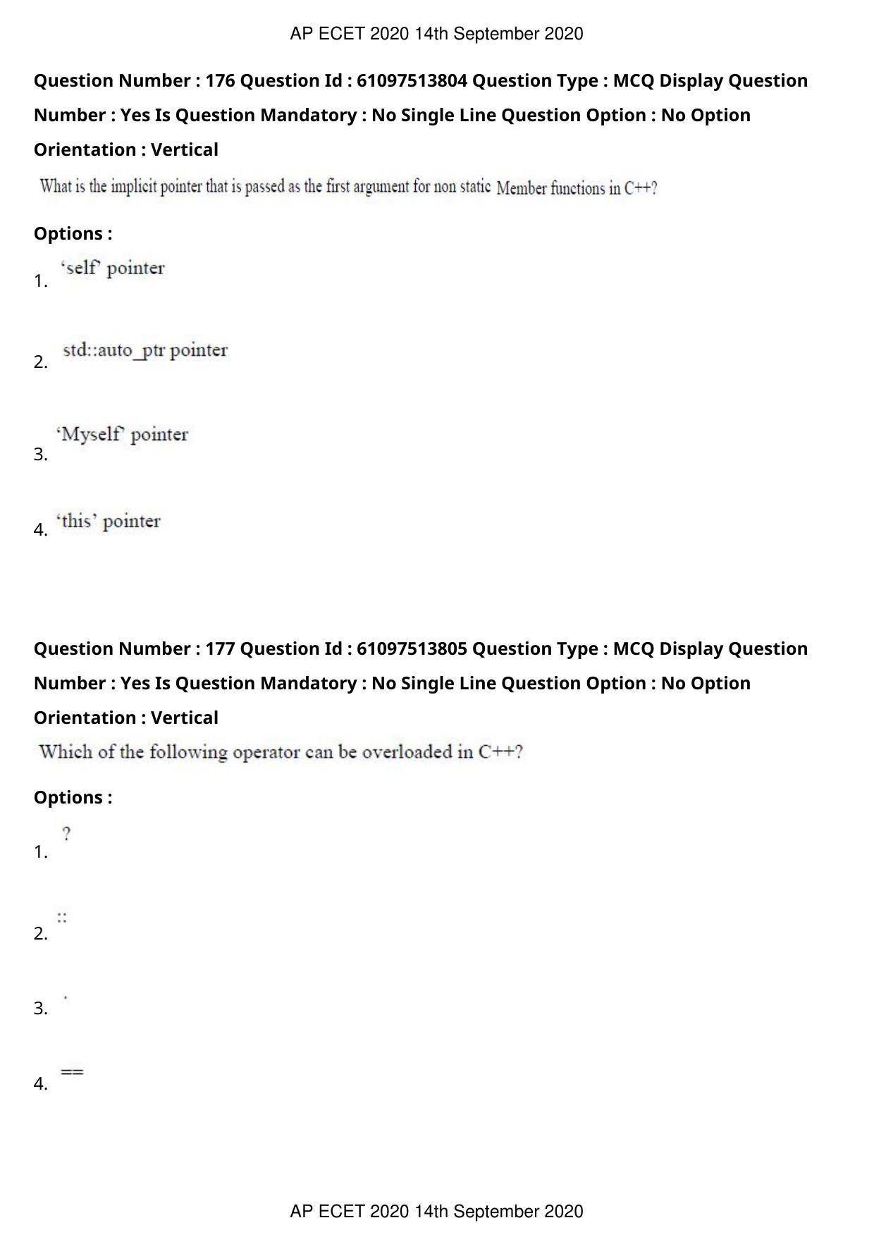 AP ECET 2020 - Computer Science and Engineering (Preview) Question Paper With Preliminary Keys - Page 95
