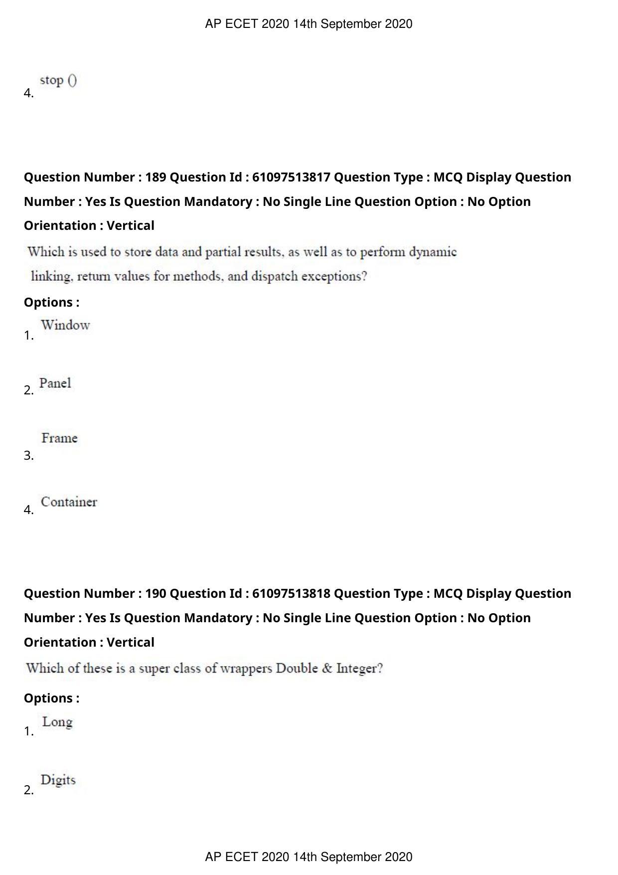 AP ECET 2020 - Computer Science and Engineering (Preview) Question Paper With Preliminary Keys - Page 102