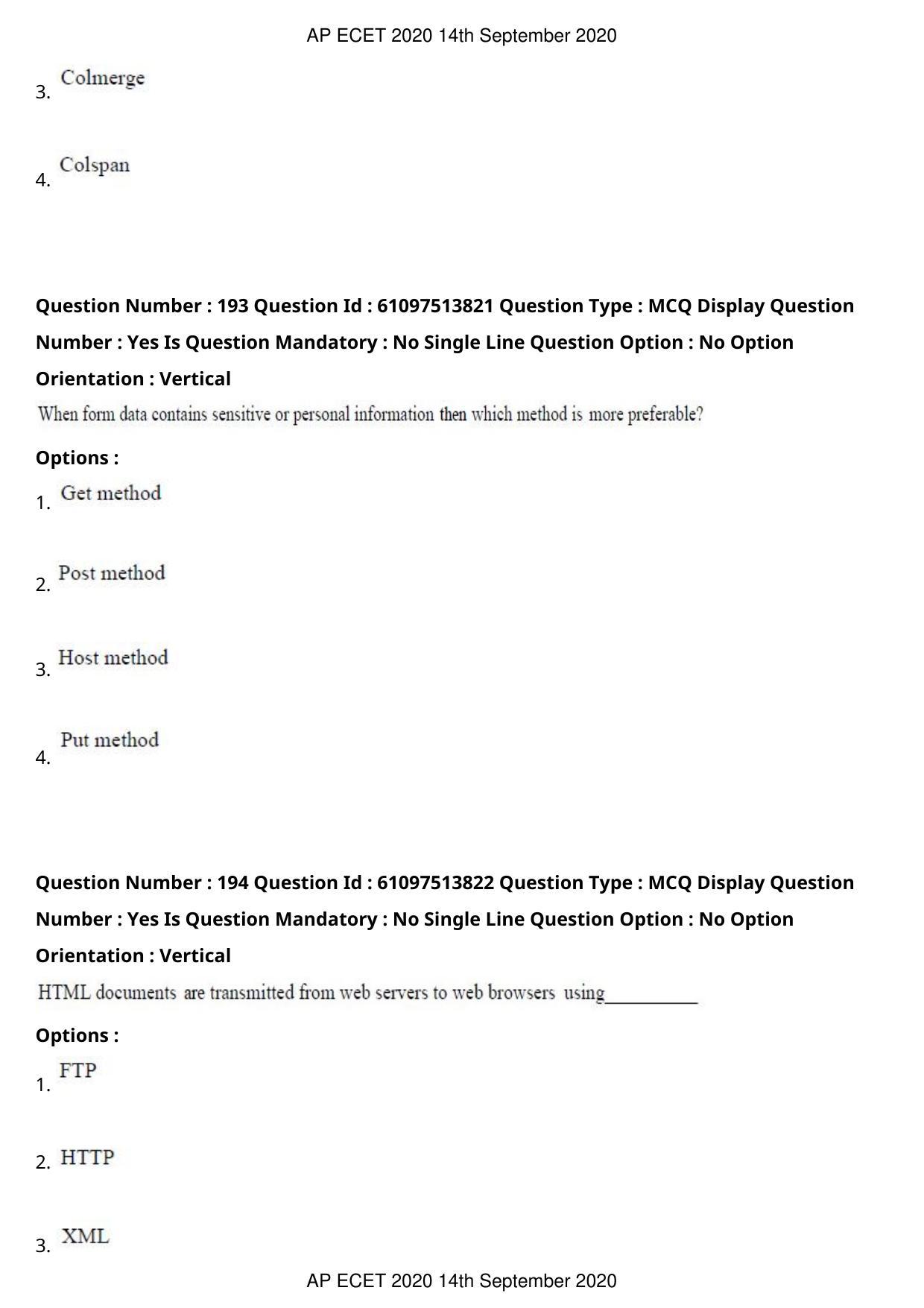 AP ECET 2020 - Computer Science and Engineering (Preview) Question Paper With Preliminary Keys - Page 104