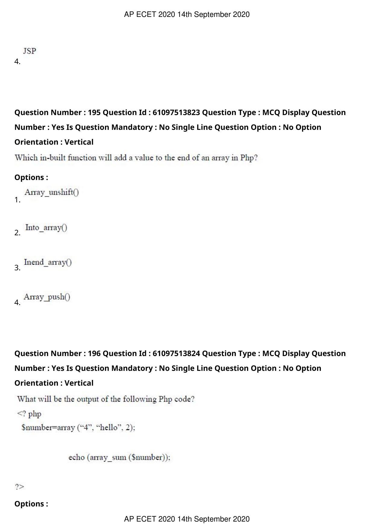 AP ECET 2020 - Computer Science and Engineering (Preview) Question Paper With Preliminary Keys - Page 105
