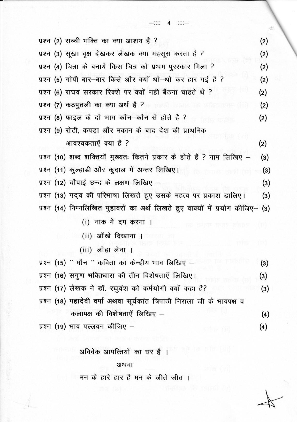 CGSOS Class 12 Hindi Paper II Model Paper - Page 4