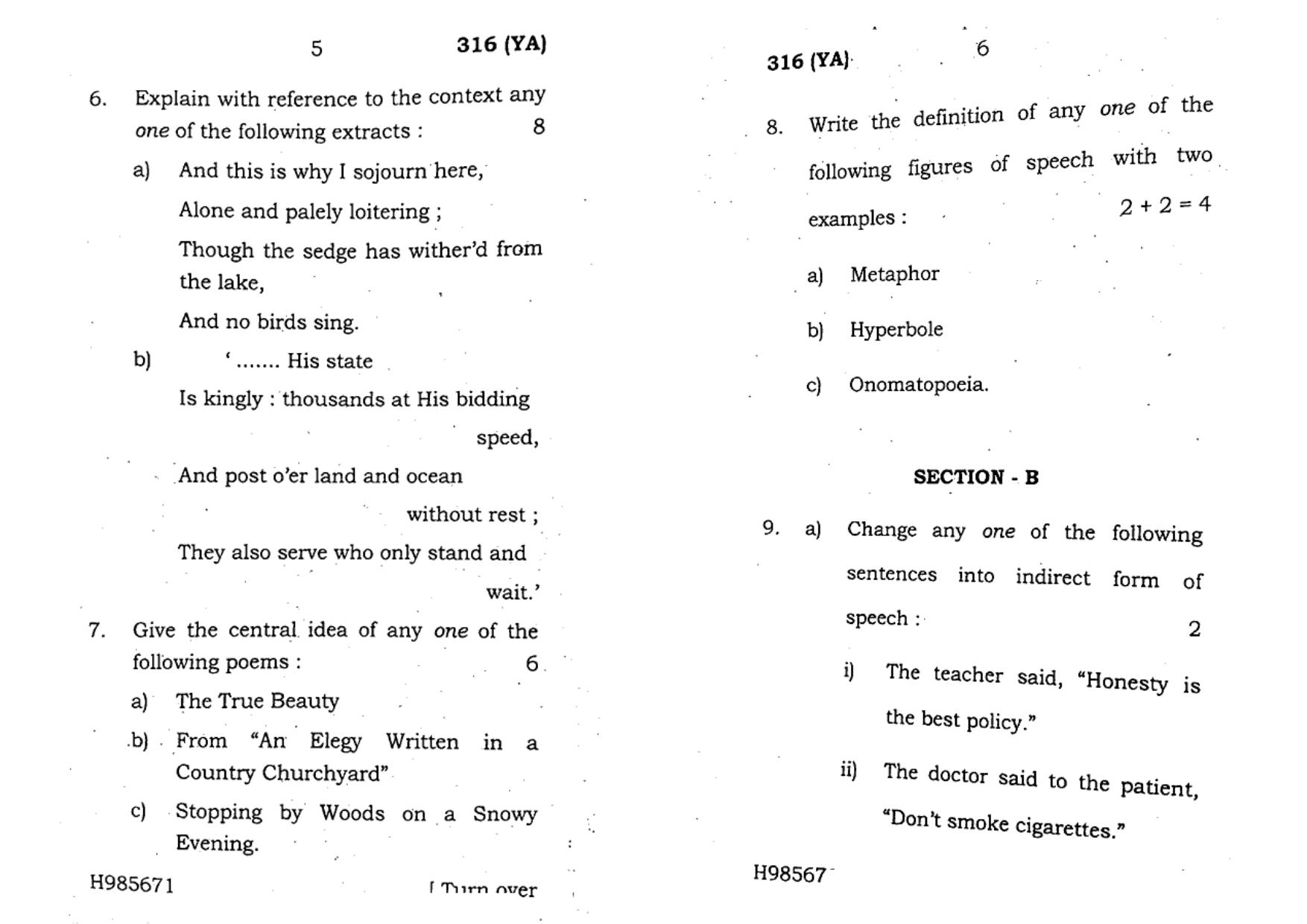 UP Board Previous Year Question Paper Class 12 English (316 YA) – 2020 - Page 3