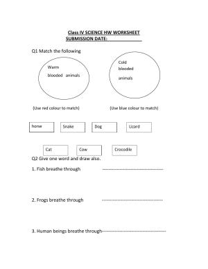 Worksheet for Class 4 Science Animals Assignment