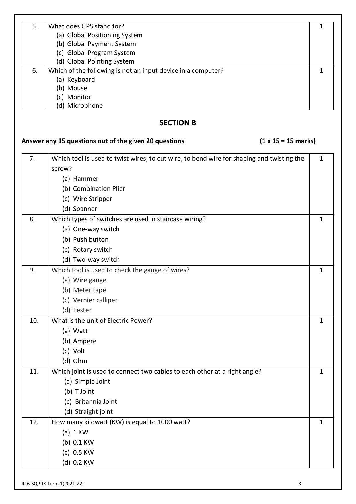 CBSE Class 10 Skill Education (Term I) - Multi Skill Sample Paper 2021-22 - Page 3