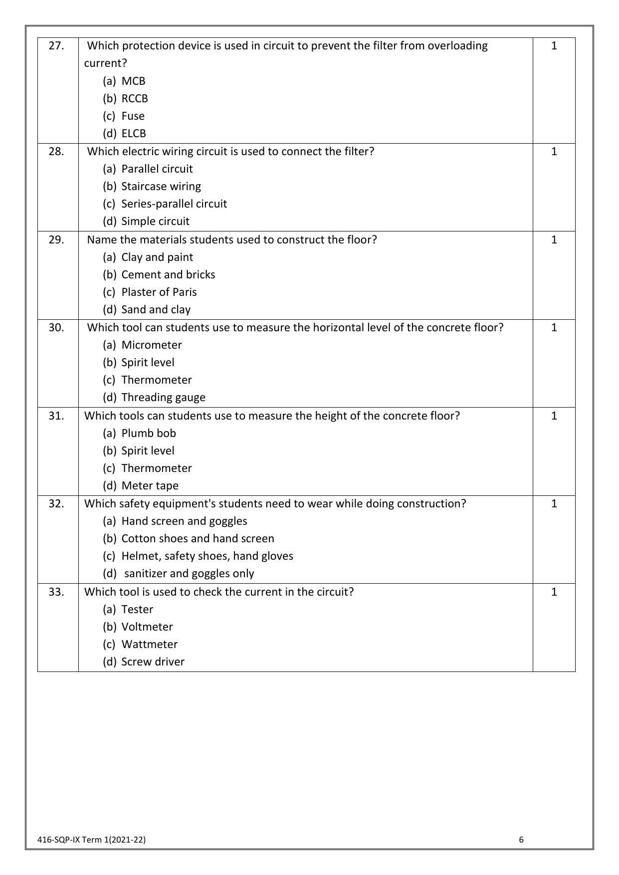 CBSE Class 10 Skill Education (Term I) - Multi Skill Sample Paper 2021-22 - Page 6