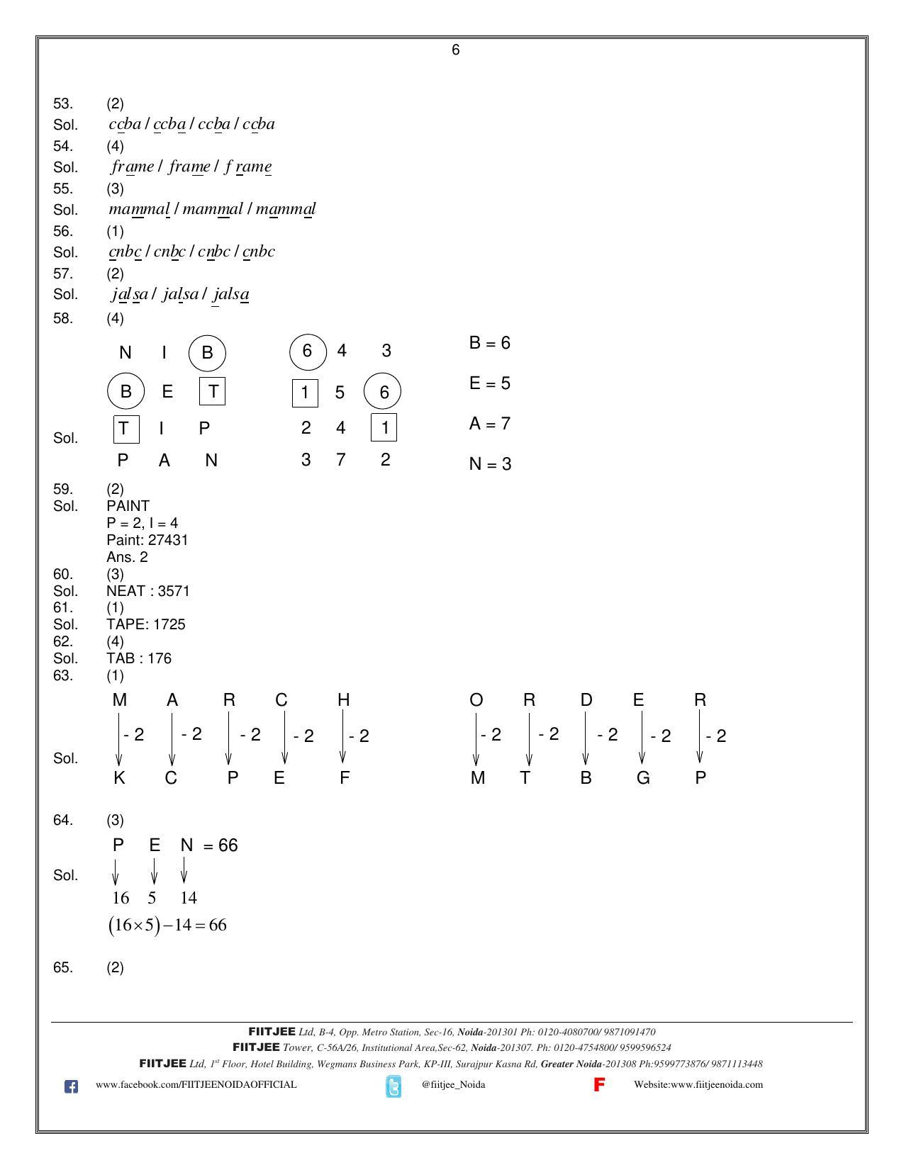 Uttar Pradesh NTSE 2021 MAT Answer Key - Page 6
