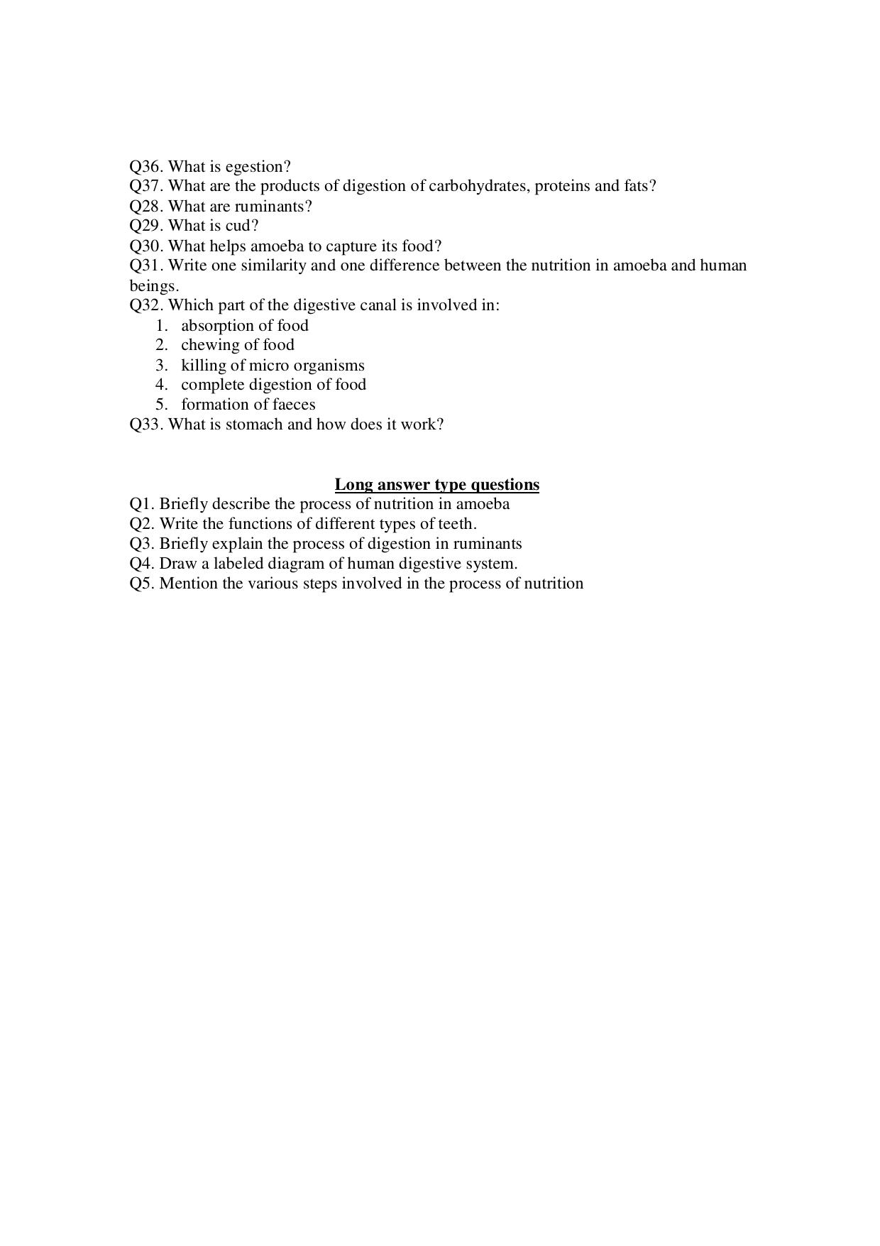 CBSE Worksheets for Class 7 Science Nutrition in Animals Assignment 1 - Page 2