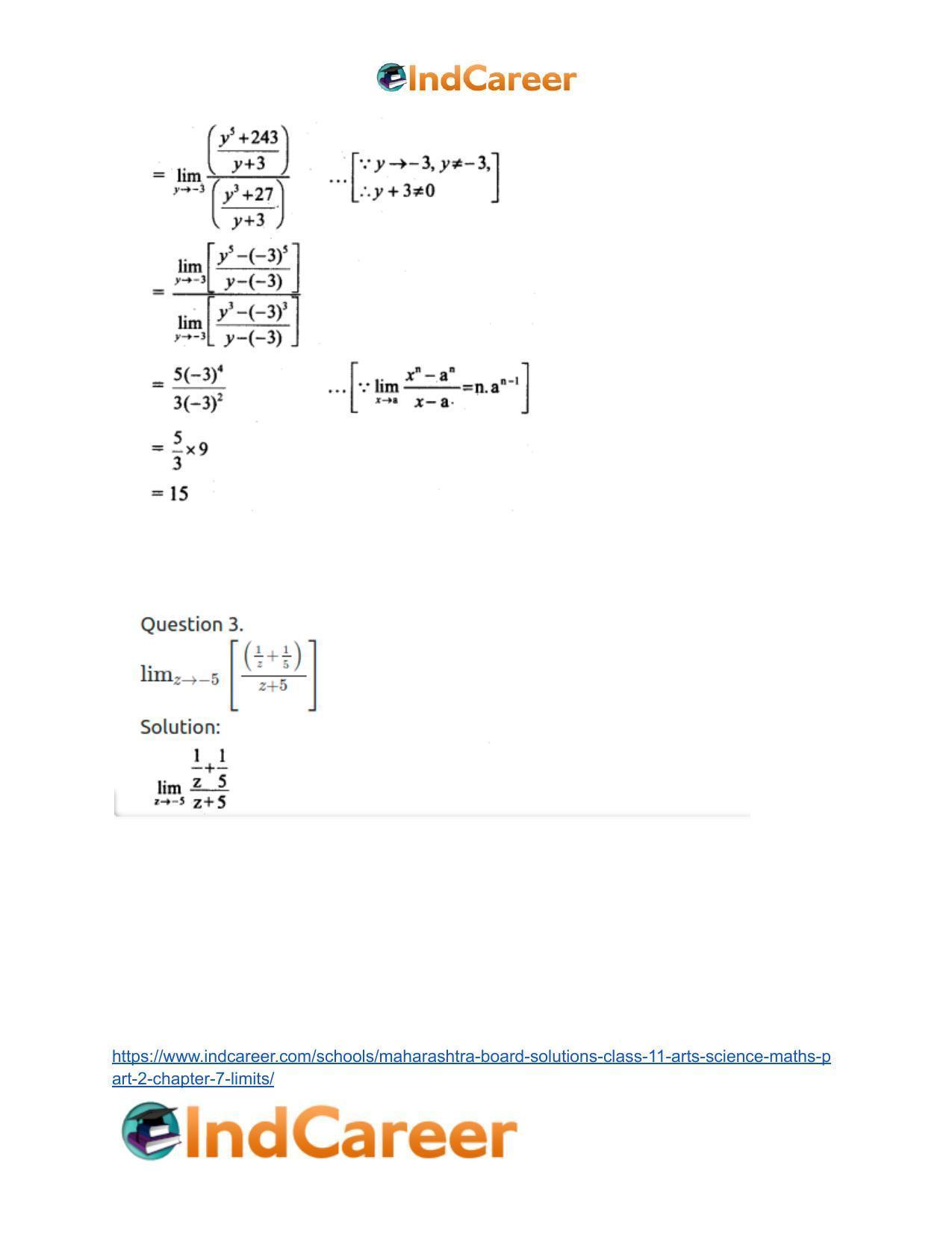 Maharashtra Board Solutions Class 11-Arts & Science Maths (Part 2): Chapter 7- Limits - Page 4