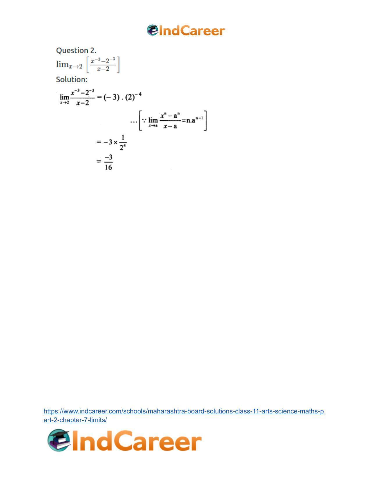 Maharashtra Board Solutions Class 11-Arts & Science Maths (Part 2): Chapter 7- Limits - Page 6