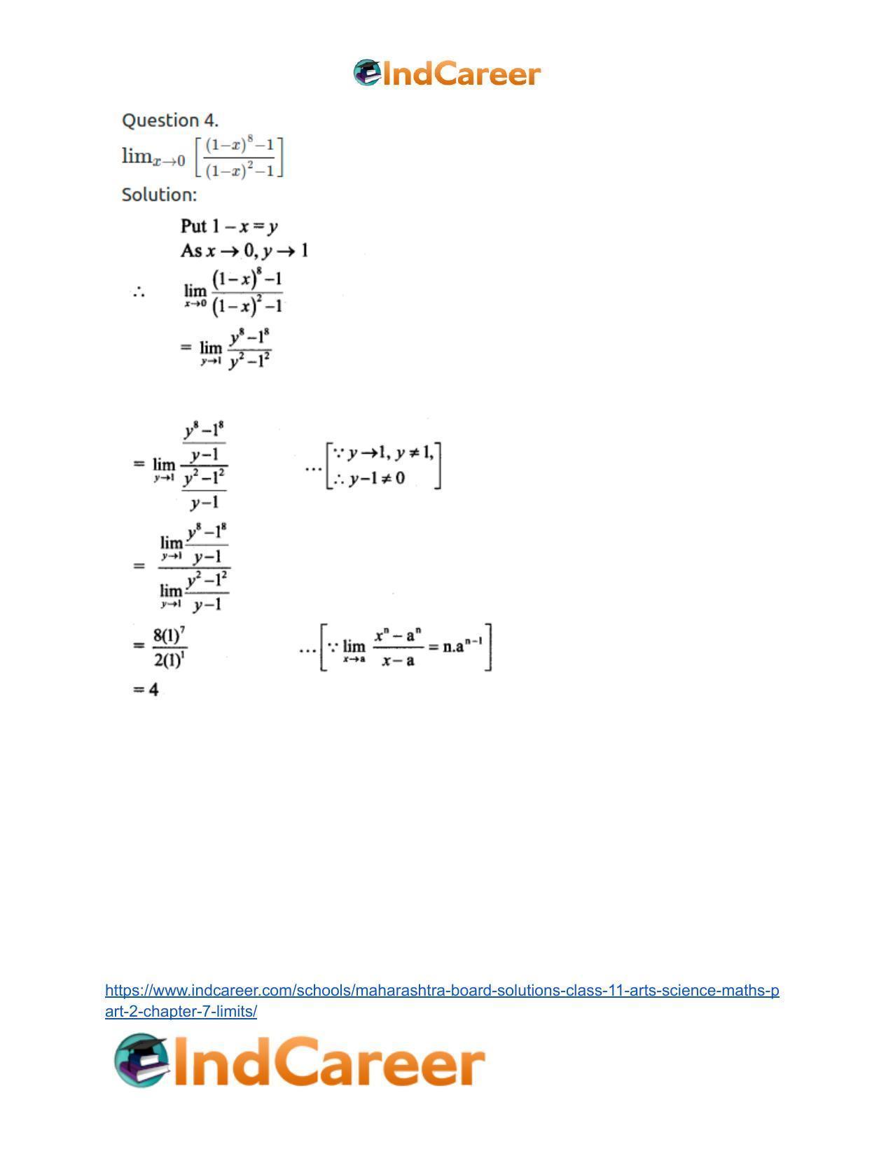 Maharashtra Board Solutions Class 11-Arts & Science Maths (Part 2): Chapter 7- Limits - Page 11