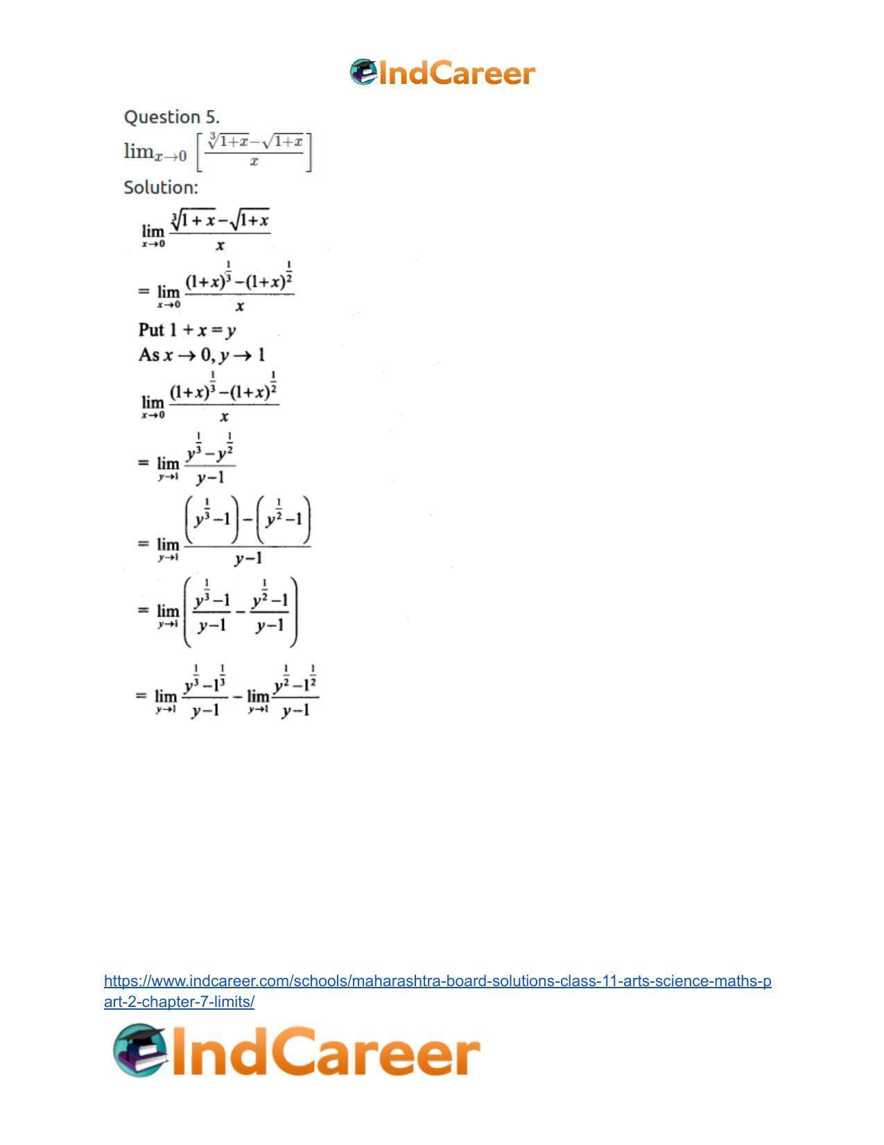Maharashtra Board Solutions Class 11-Arts & Science Maths (Part 2): Chapter 7- Limits - Page 12