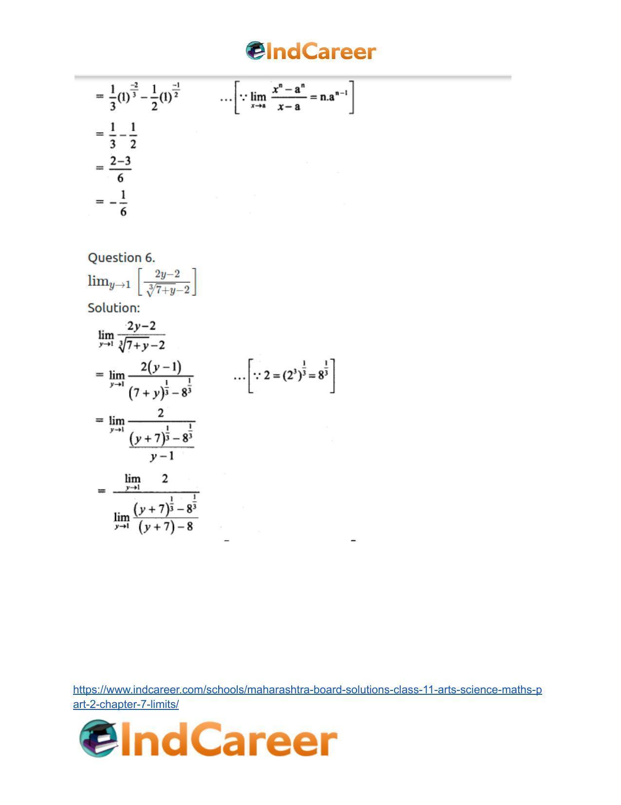 Maharashtra Board Solutions Class 11-Arts & Science Maths (Part 2): Chapter 7- Limits - Page 13