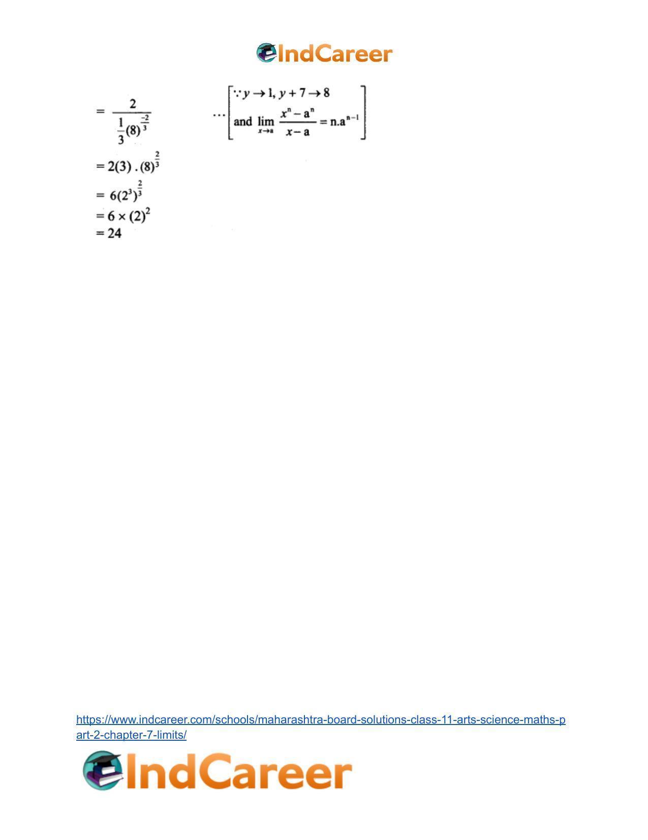 Maharashtra Board Solutions Class 11-Arts & Science Maths (Part 2): Chapter 7- Limits - Page 14