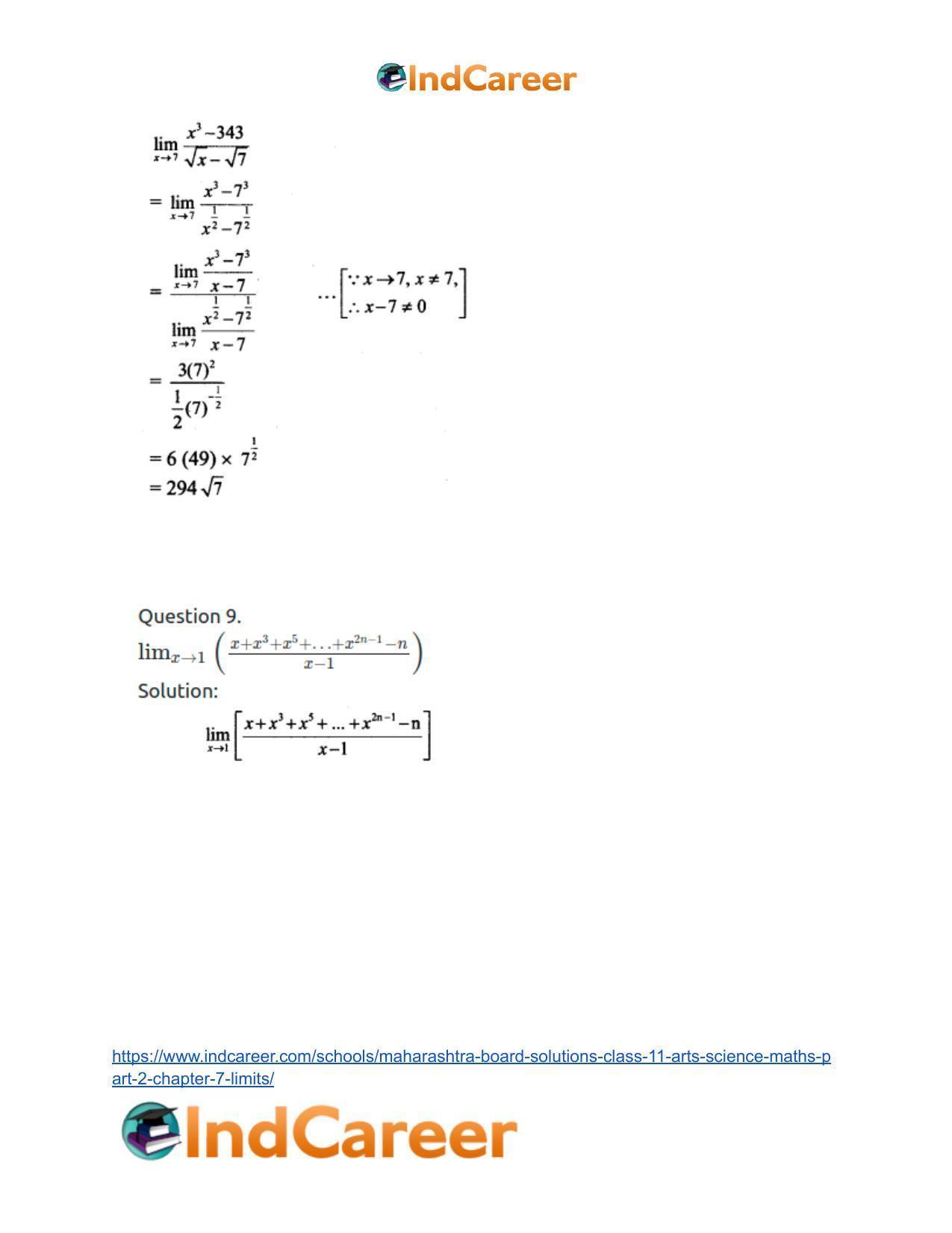 Maharashtra Board Solutions Class 11-Arts & Science Maths (Part 2): Chapter 7- Limits - Page 16