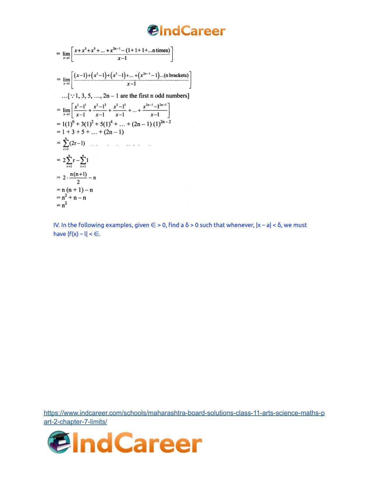Maharashtra Board Solutions Class 11-Arts & Science Maths (Part 2): Chapter 7- Limits - Page 17