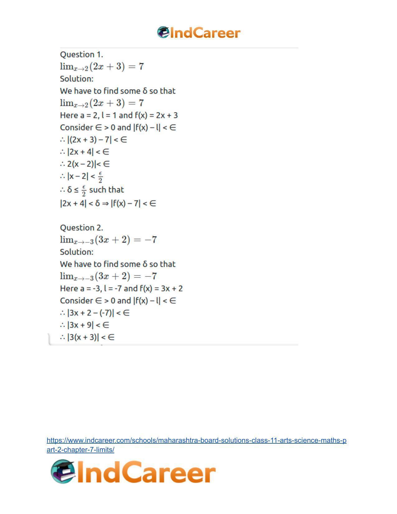 Maharashtra Board Solutions Class 11-Arts & Science Maths (Part 2): Chapter 7- Limits - Page 18