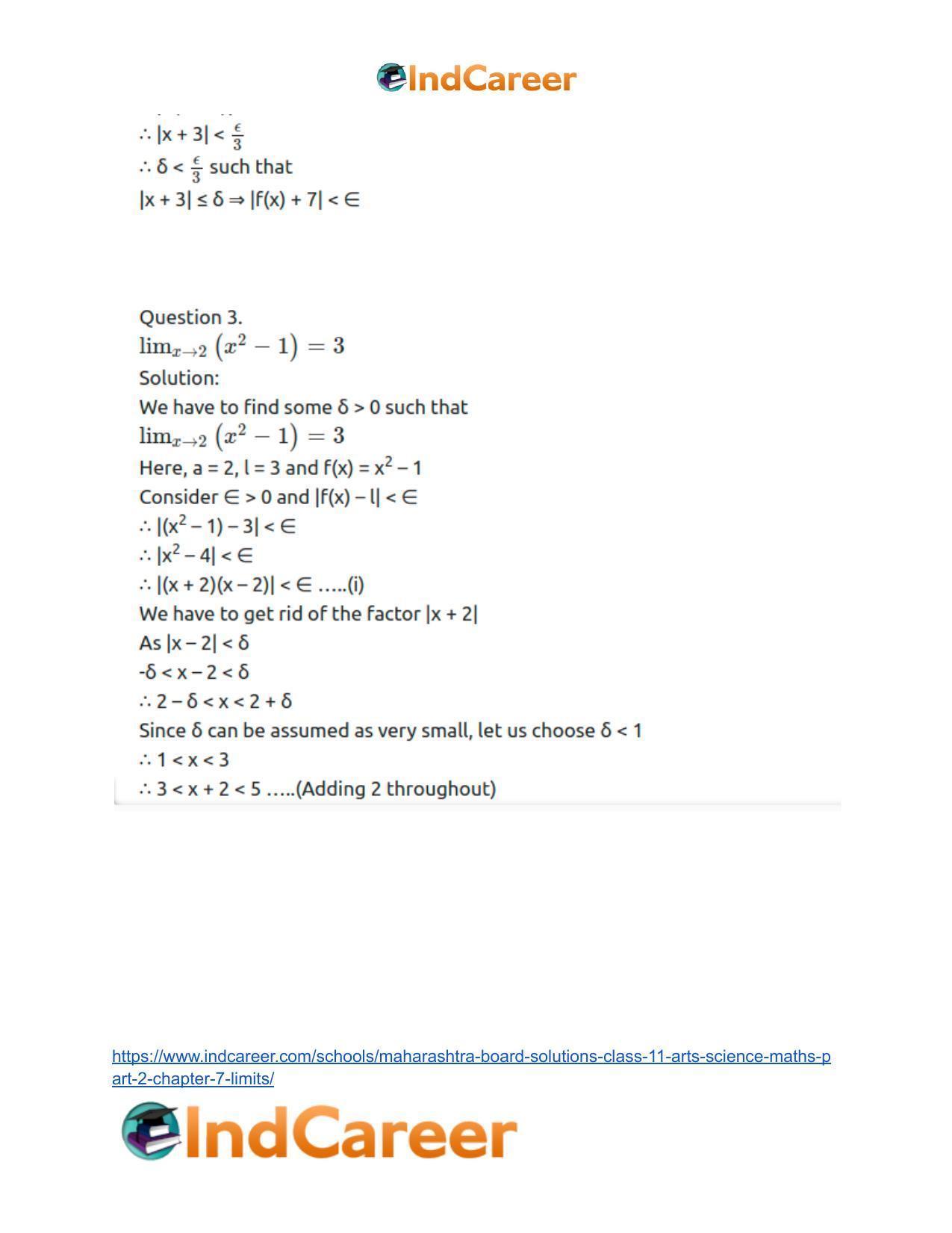Maharashtra Board Solutions Class 11-Arts & Science Maths (Part 2): Chapter 7- Limits - Page 19