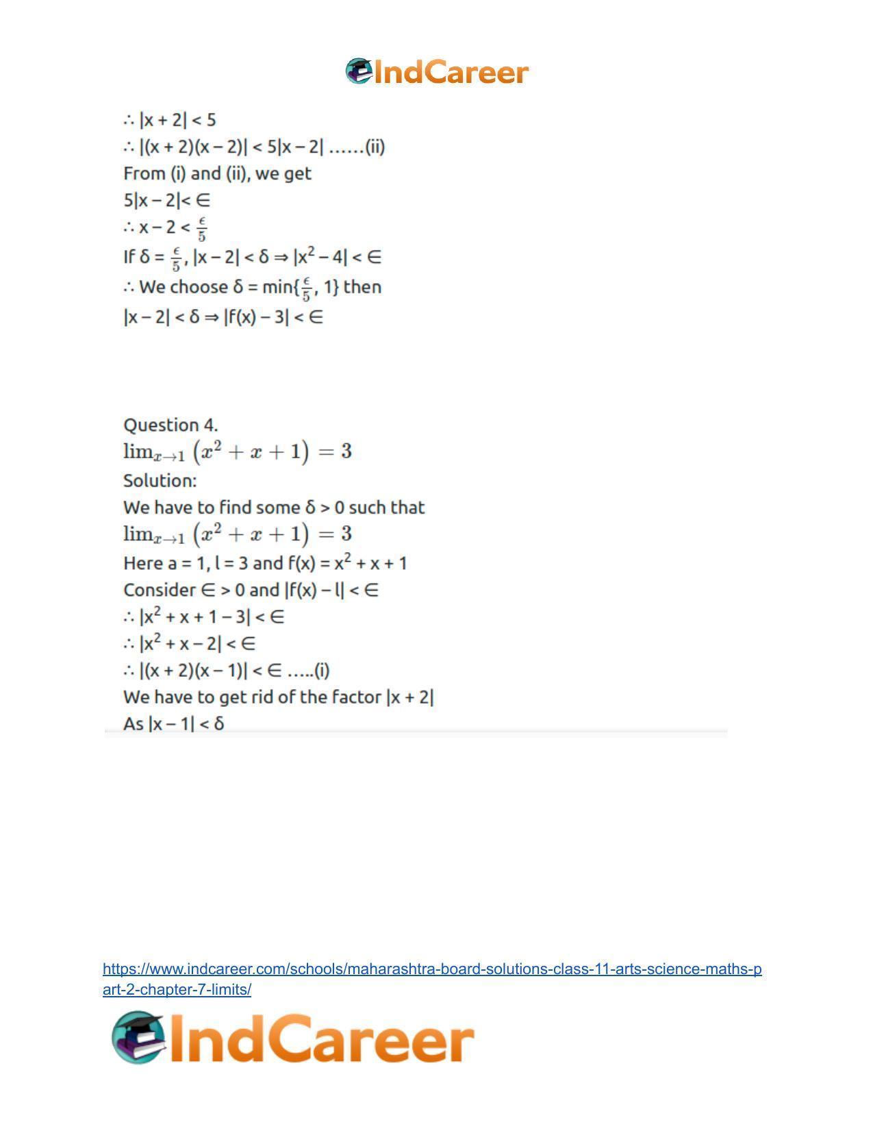 Maharashtra Board Solutions Class 11-Arts & Science Maths (Part 2): Chapter 7- Limits - Page 20