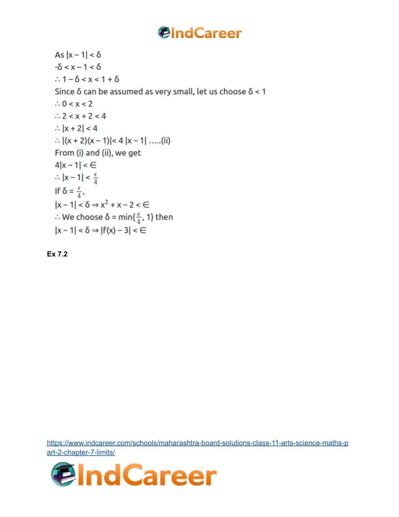 Maharashtra Board Solutions Class 11-Arts & Science Maths (Part 2): Chapter 7- Limits - Page 21
