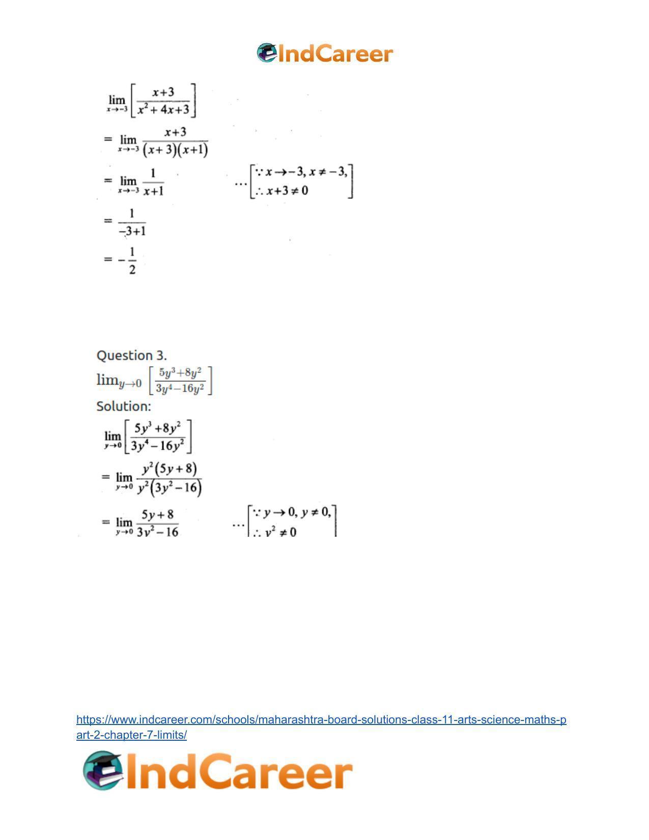 Maharashtra Board Solutions Class 11-Arts & Science Maths (Part 2): Chapter 7- Limits - Page 23