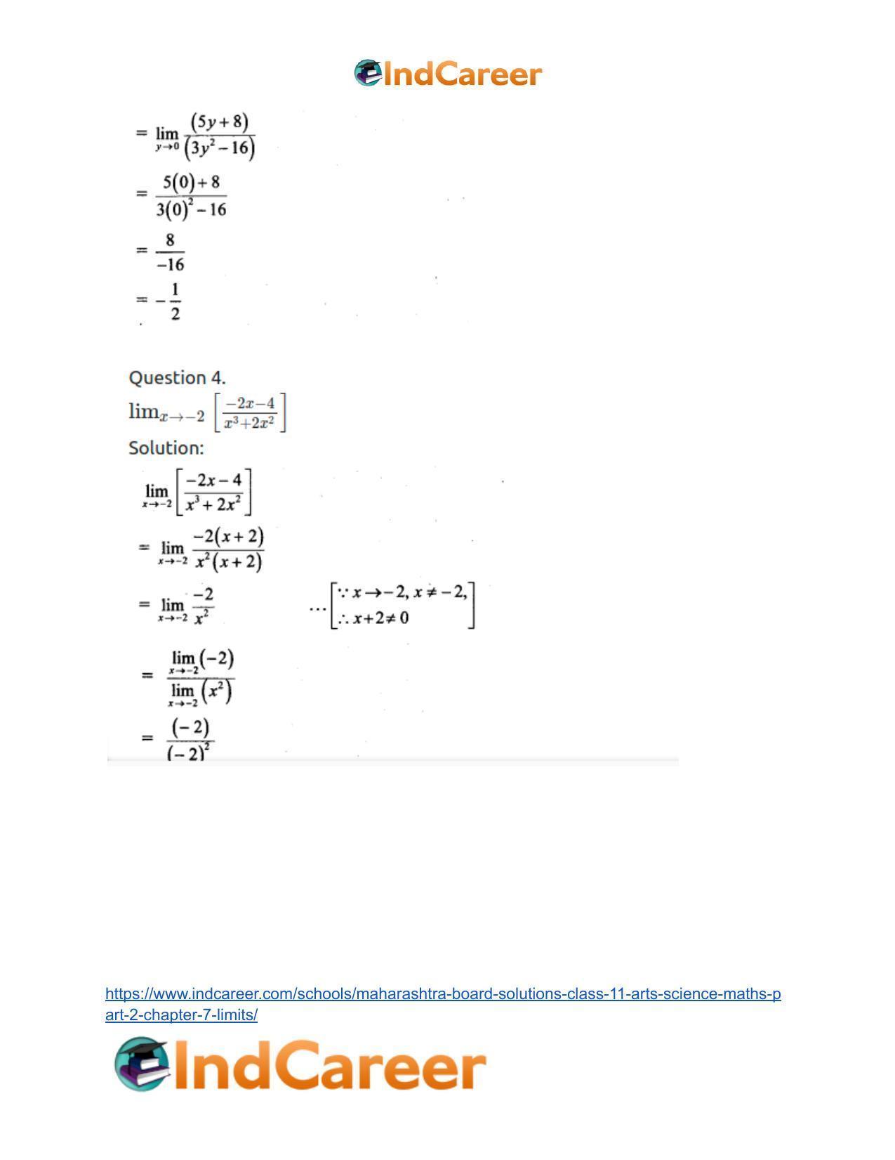 Maharashtra Board Solutions Class 11-Arts & Science Maths (Part 2): Chapter 7- Limits - Page 24