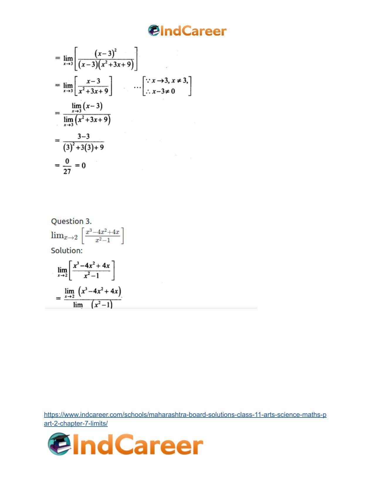 Maharashtra Board Solutions Class 11-Arts & Science Maths (Part 2): Chapter 7- Limits - Page 27