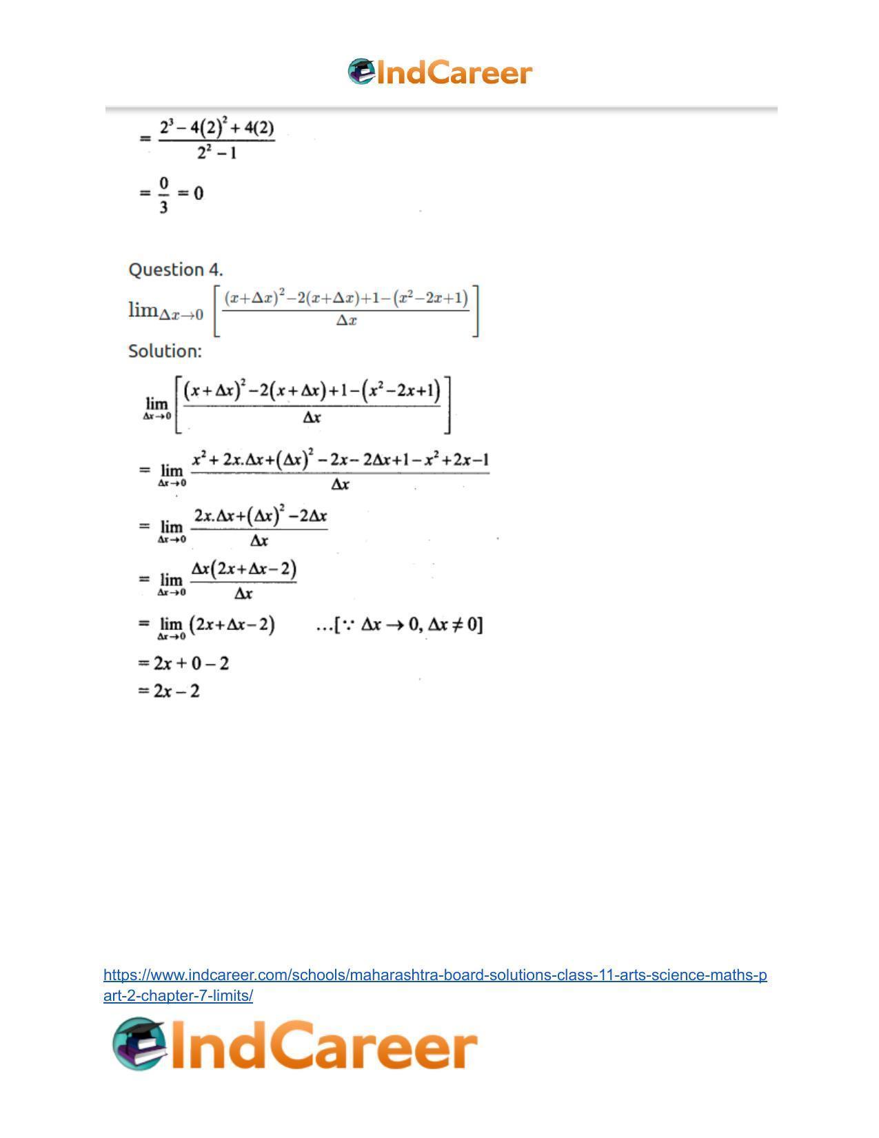 Maharashtra Board Solutions Class 11-Arts & Science Maths (Part 2): Chapter 7- Limits - Page 28