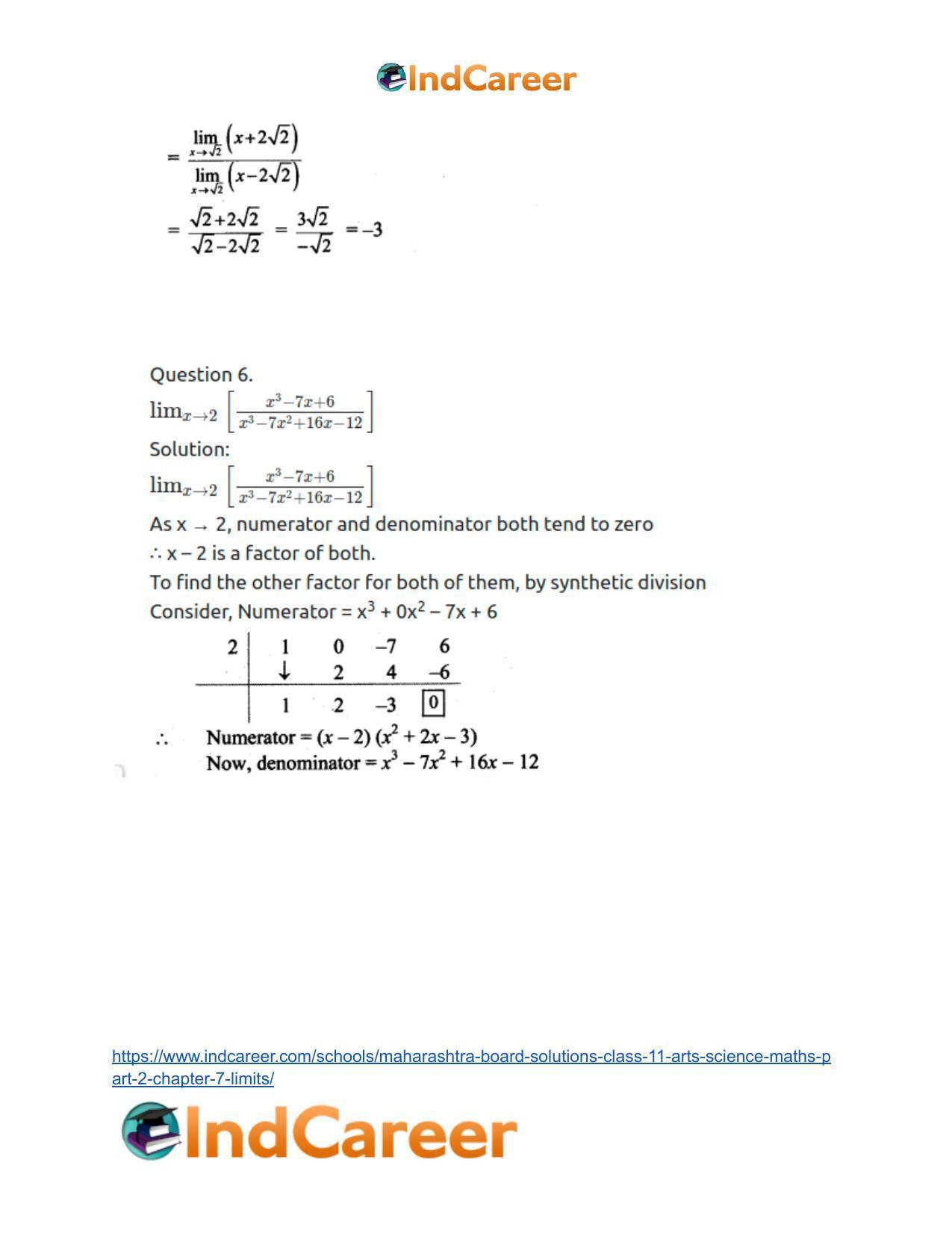 Maharashtra Board Solutions Class 11-Arts & Science Maths (Part 2): Chapter 7- Limits - Page 30