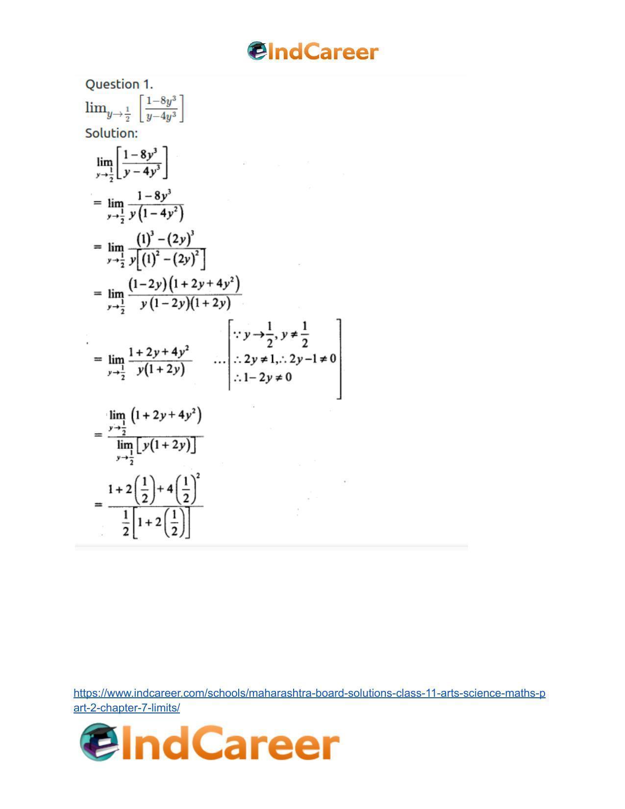 Maharashtra Board Solutions Class 11-Arts & Science Maths (Part 2): Chapter 7- Limits - Page 32