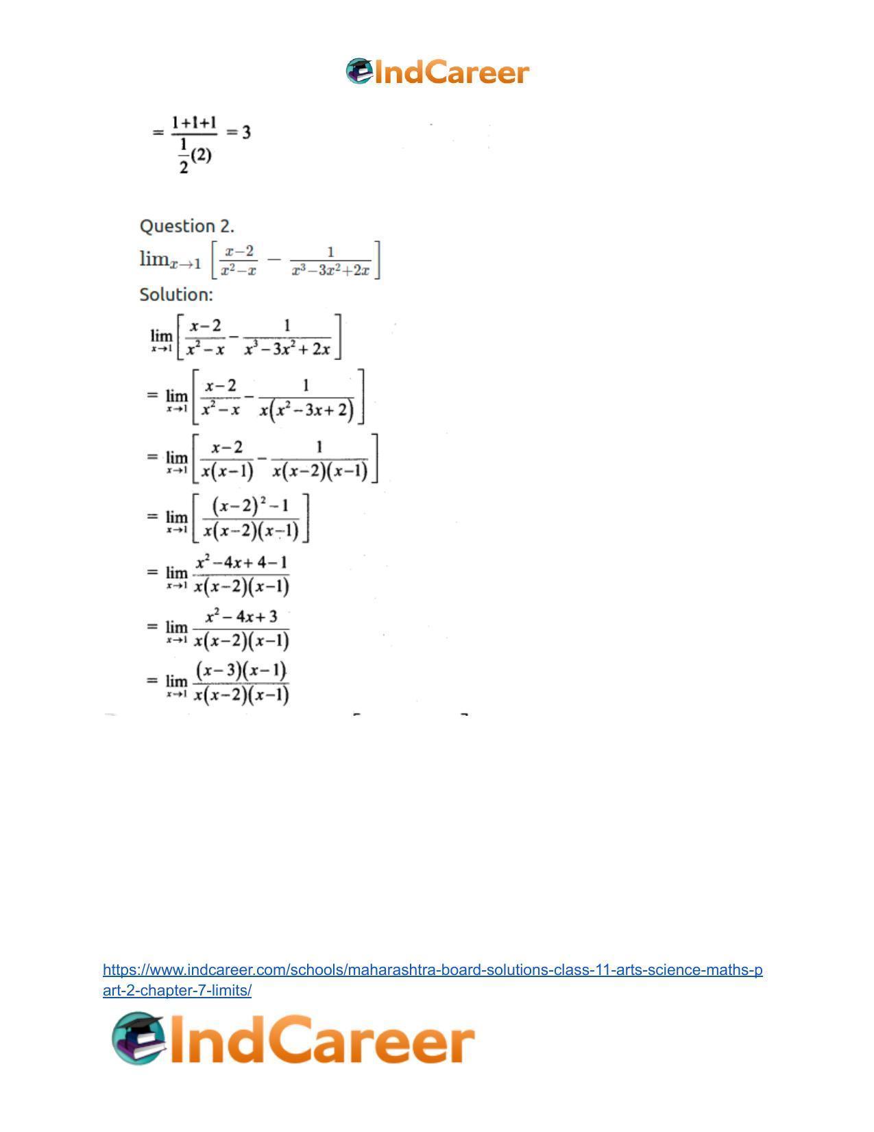Maharashtra Board Solutions Class 11-Arts & Science Maths (Part 2): Chapter 7- Limits - Page 33